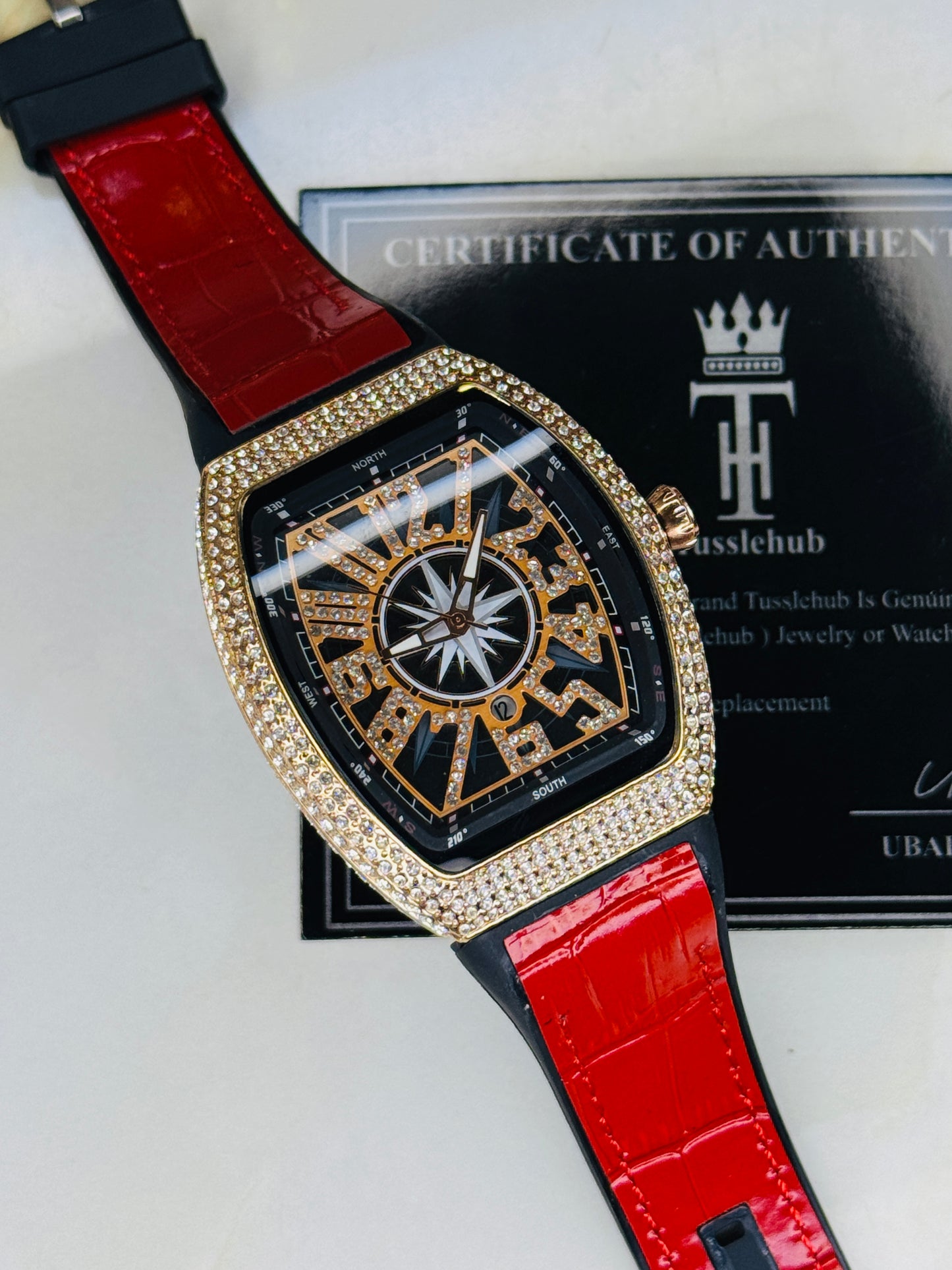 Vanguard Red Rose Gold Iced Frank Muller Watch