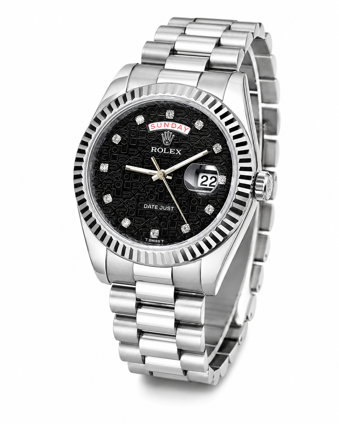 Premium Day Date Silver Black Dial Rolex Watch