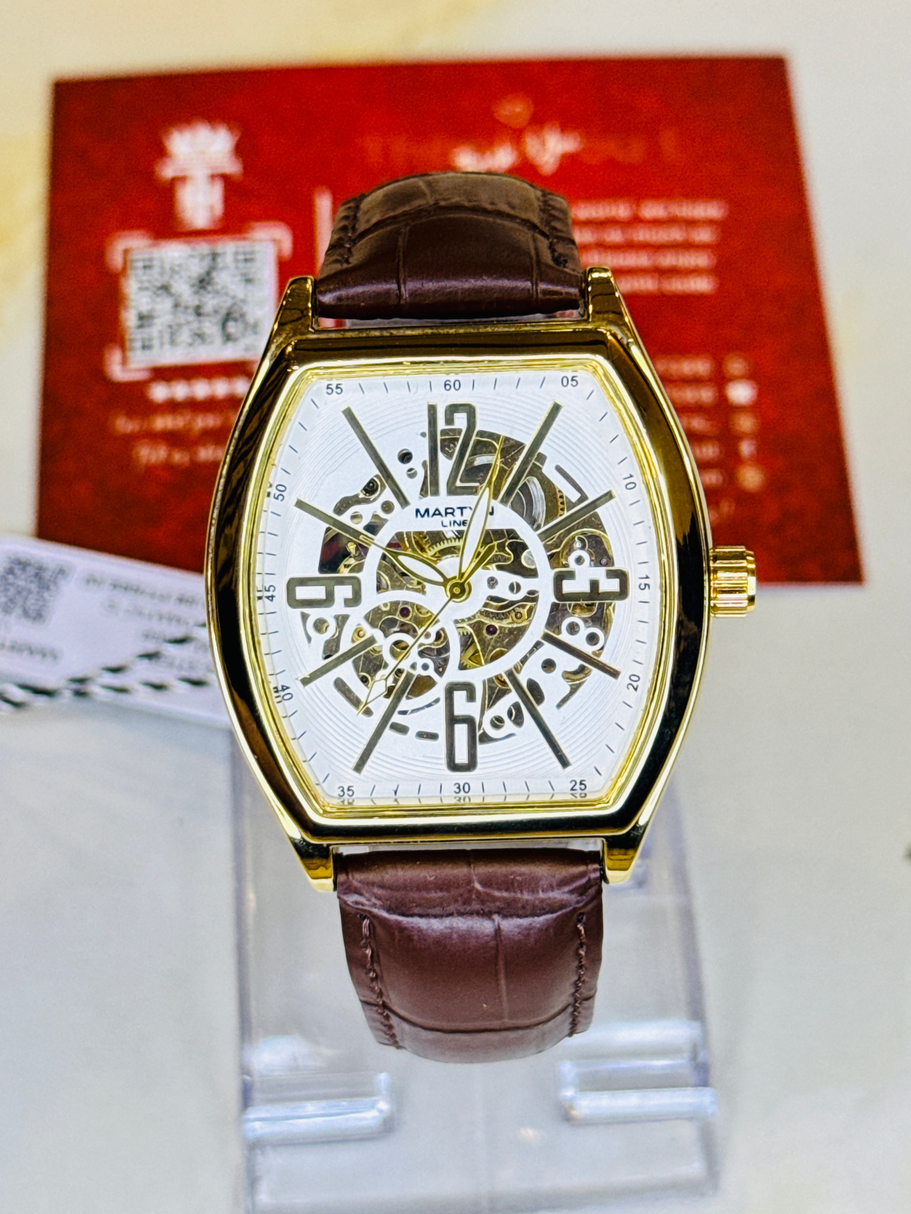 Coffee Gold Martyn Skeleton Automatic Watch