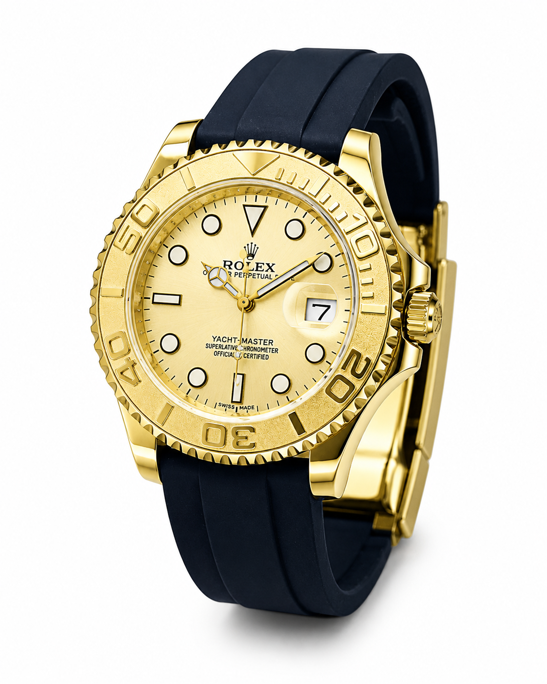 All Gold Dial Black Yatchmaster Watch