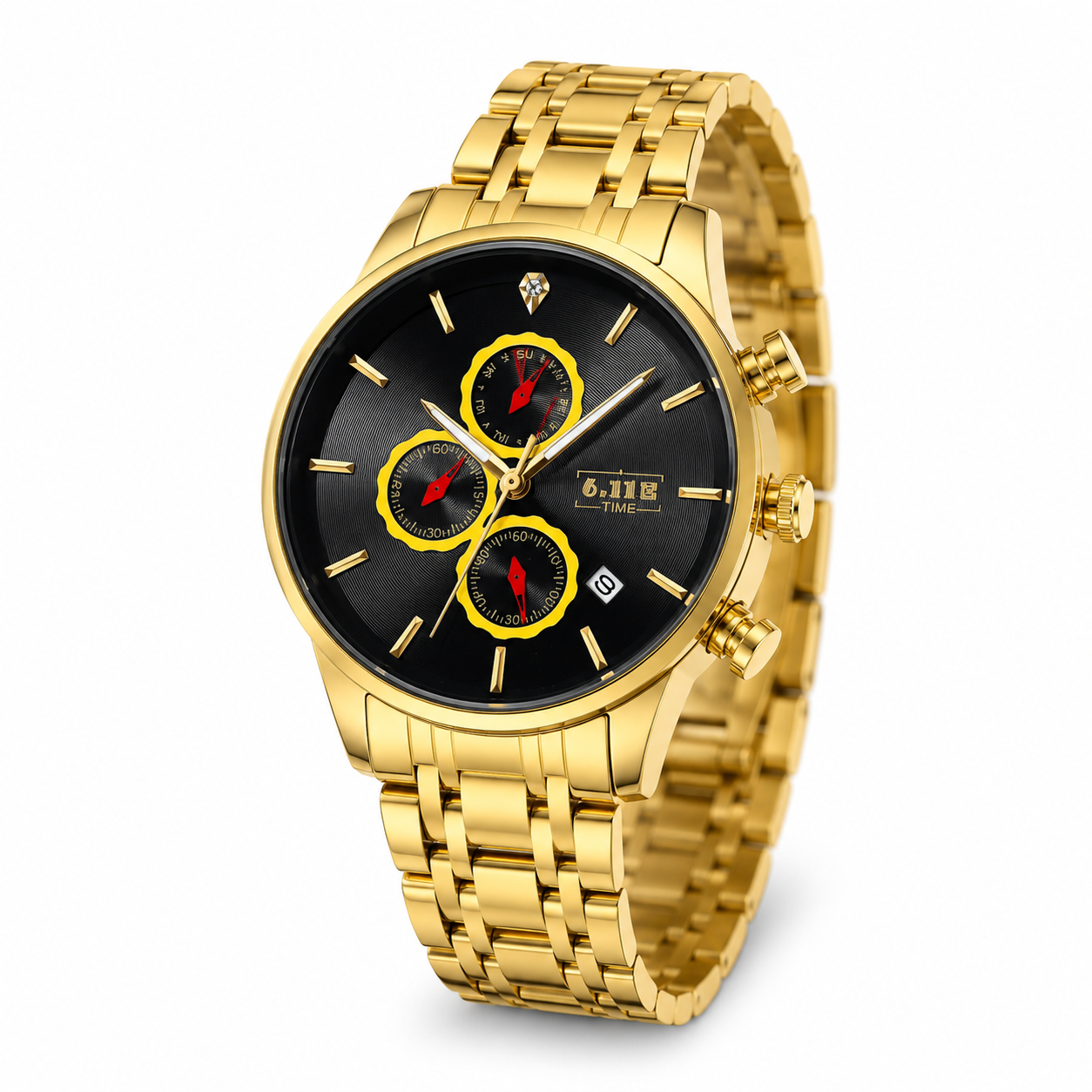 6:11 Gold Black Chronograph Watch