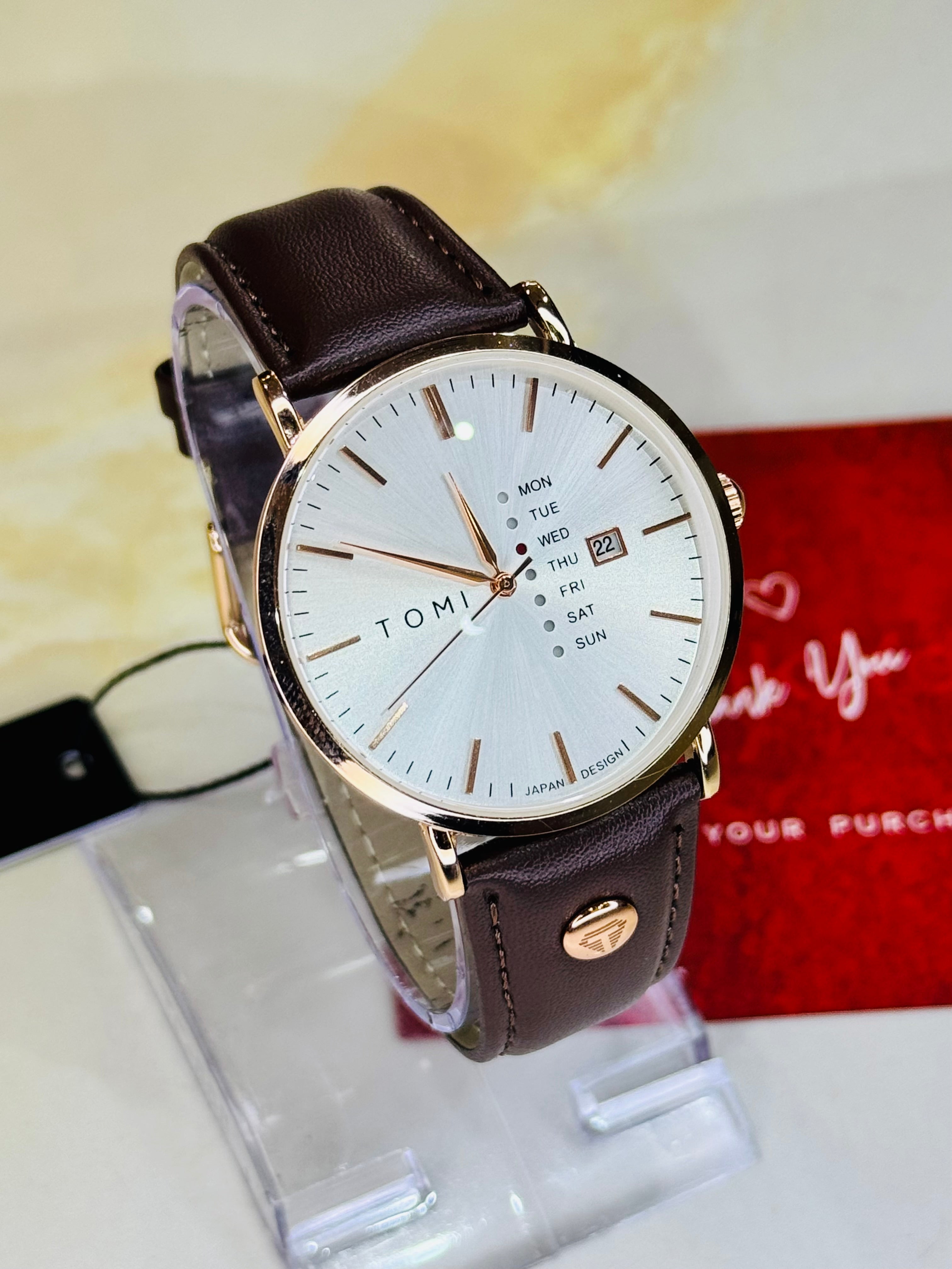 Tomi Mentor Coffee Copper Day Date Watch