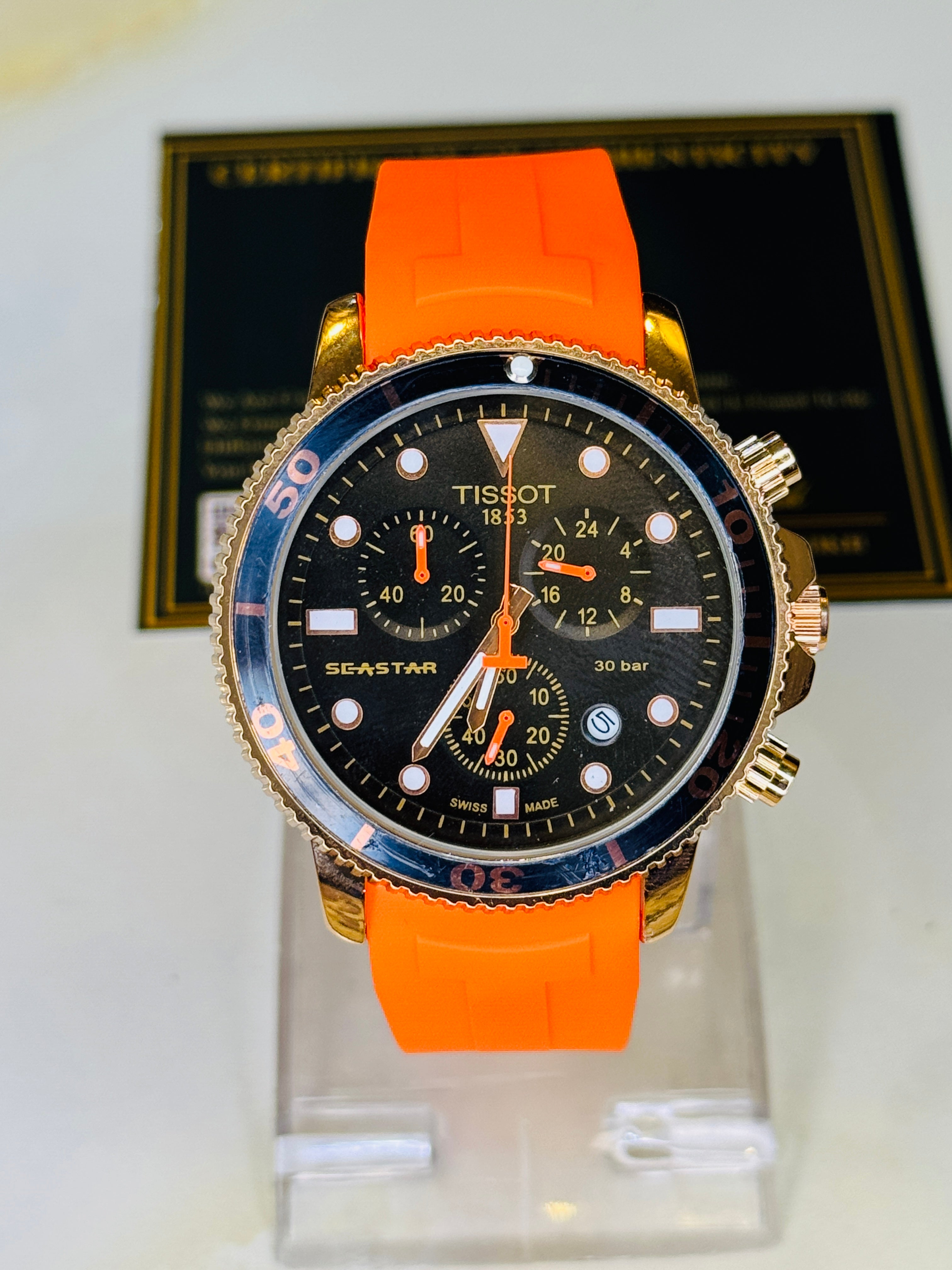 Orange Tissot Sea Star Chronograph Watch