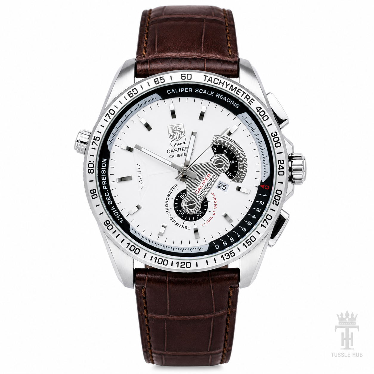 Brown White Grand Carrera Leather Watch