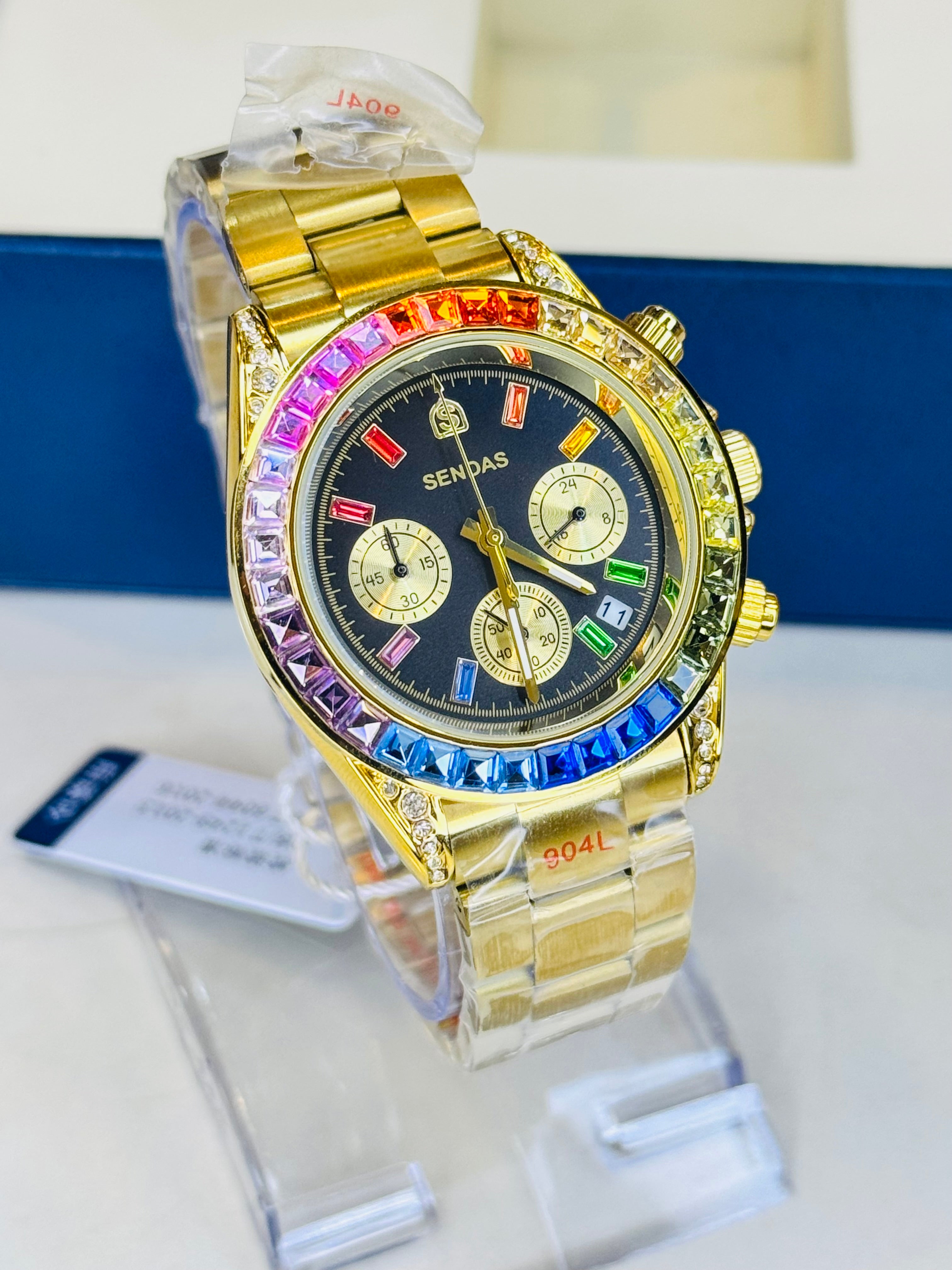 Premium Gold Sandas Rainbow Chronograph Watch
