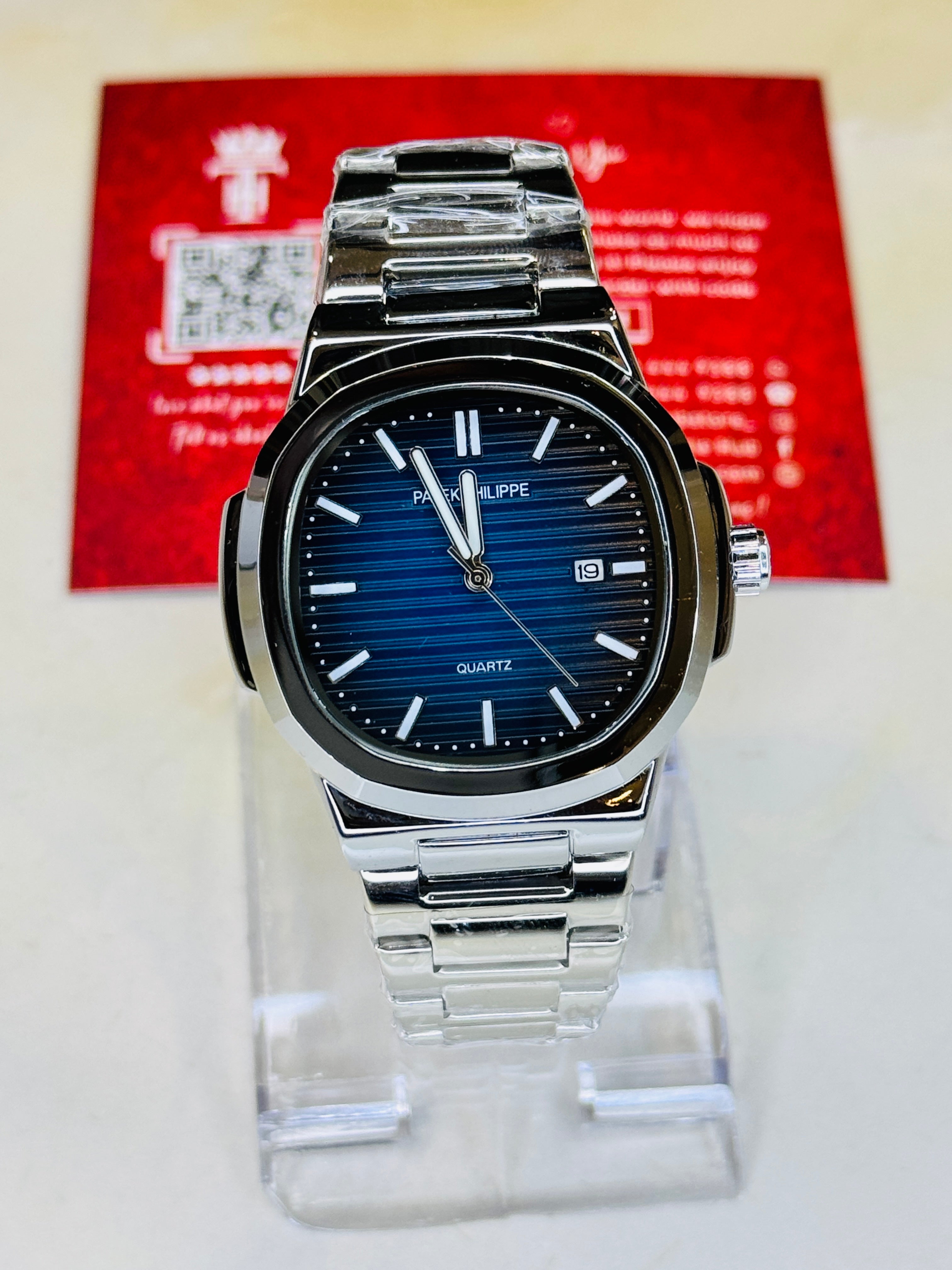 Silver Deep Blue Nautilus Premium Watch