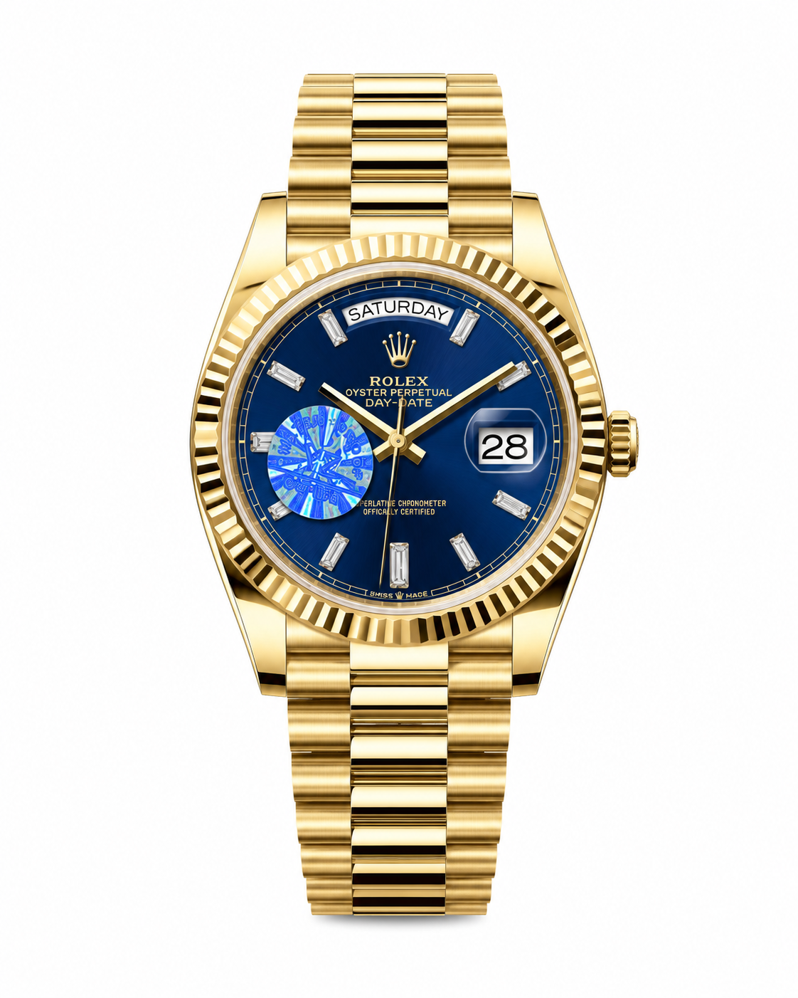 Day Date Gold Sapphire Dial Automatic Super Clone Watch