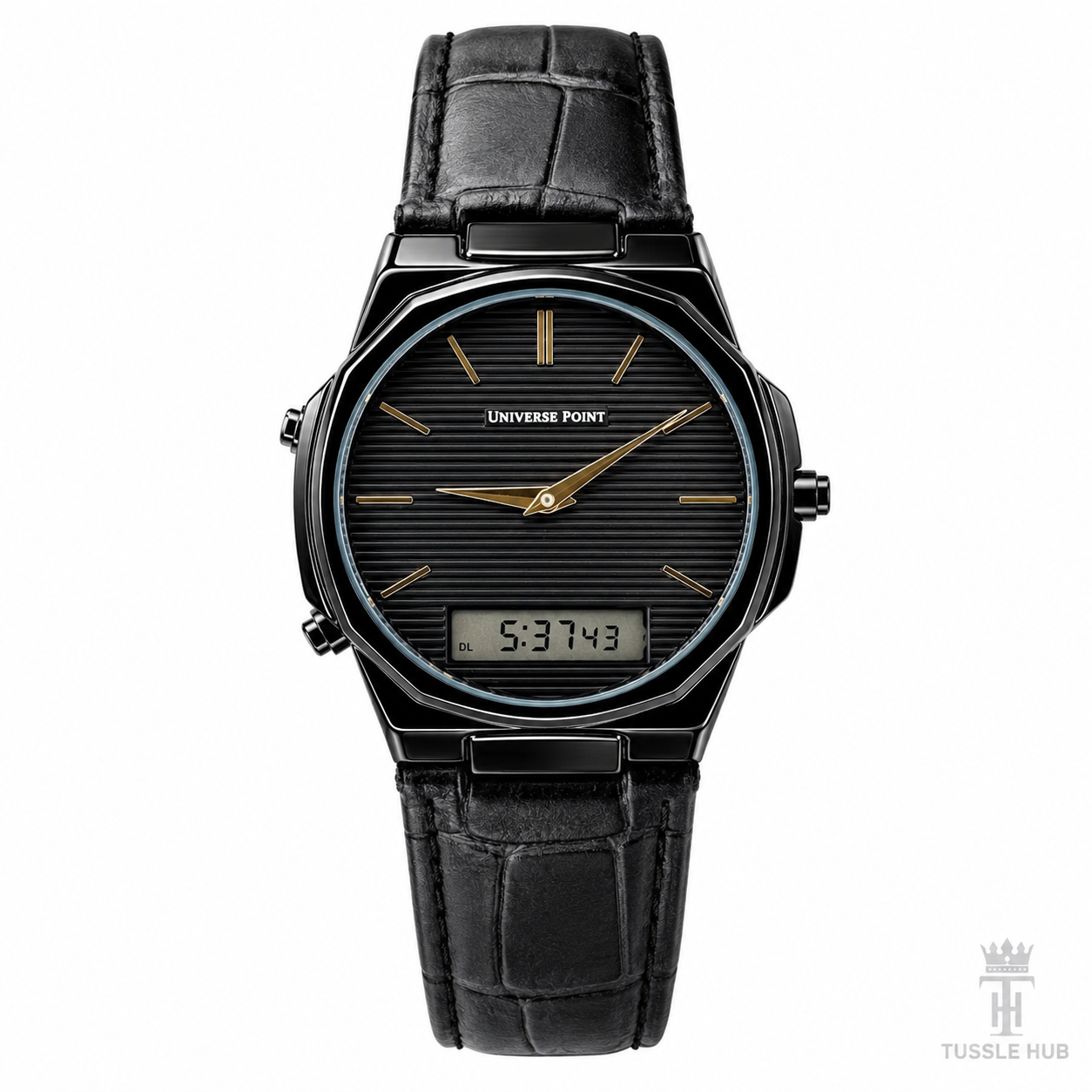 Universe Point Leather Dual Time Watch