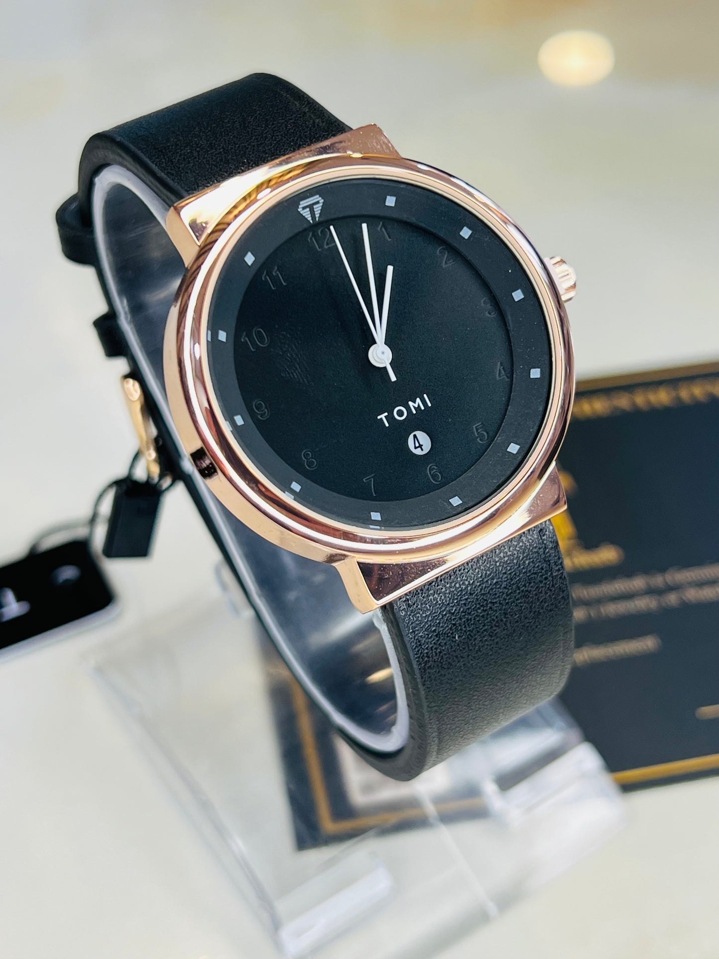 Tomi Black Rose Gold Elegance Dial Watch