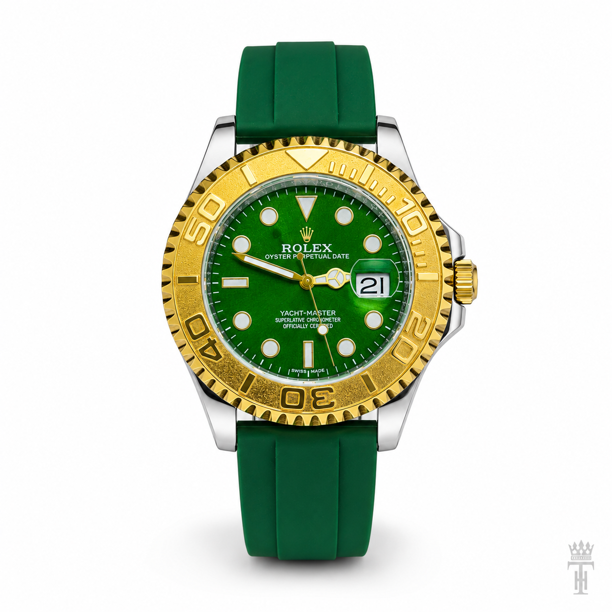 Green Gold Dial Black Yatchmaster Watch