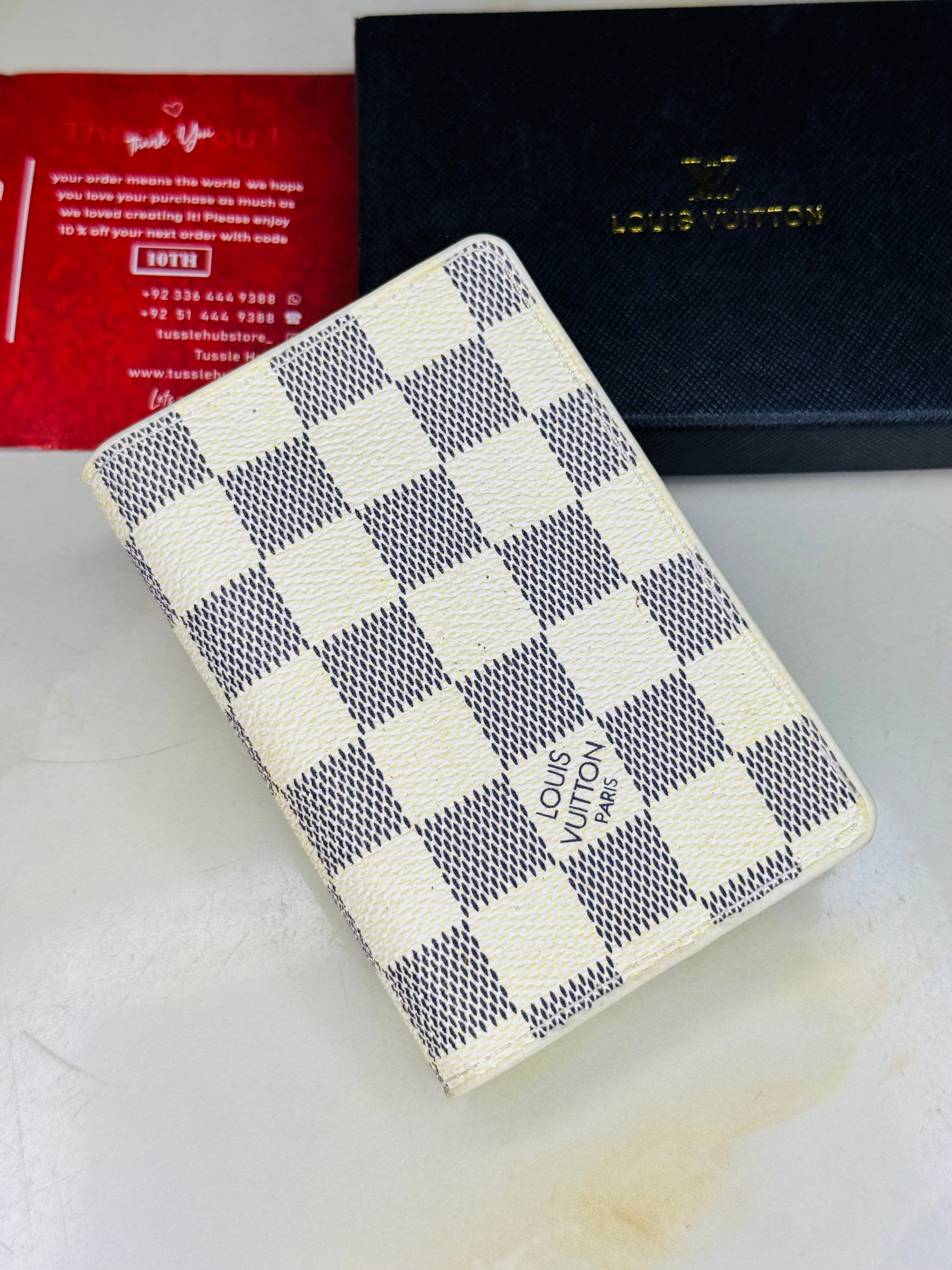 Lv Checkered Bifold Cream Wallet