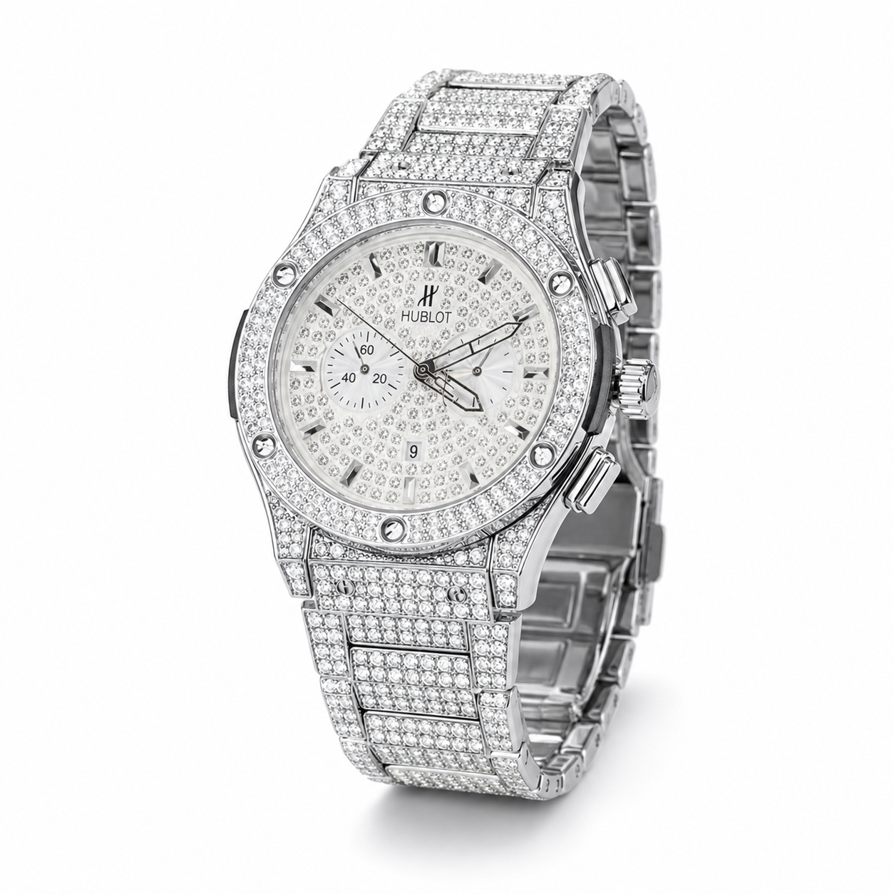 Silver Big Bang Iced Out Watch