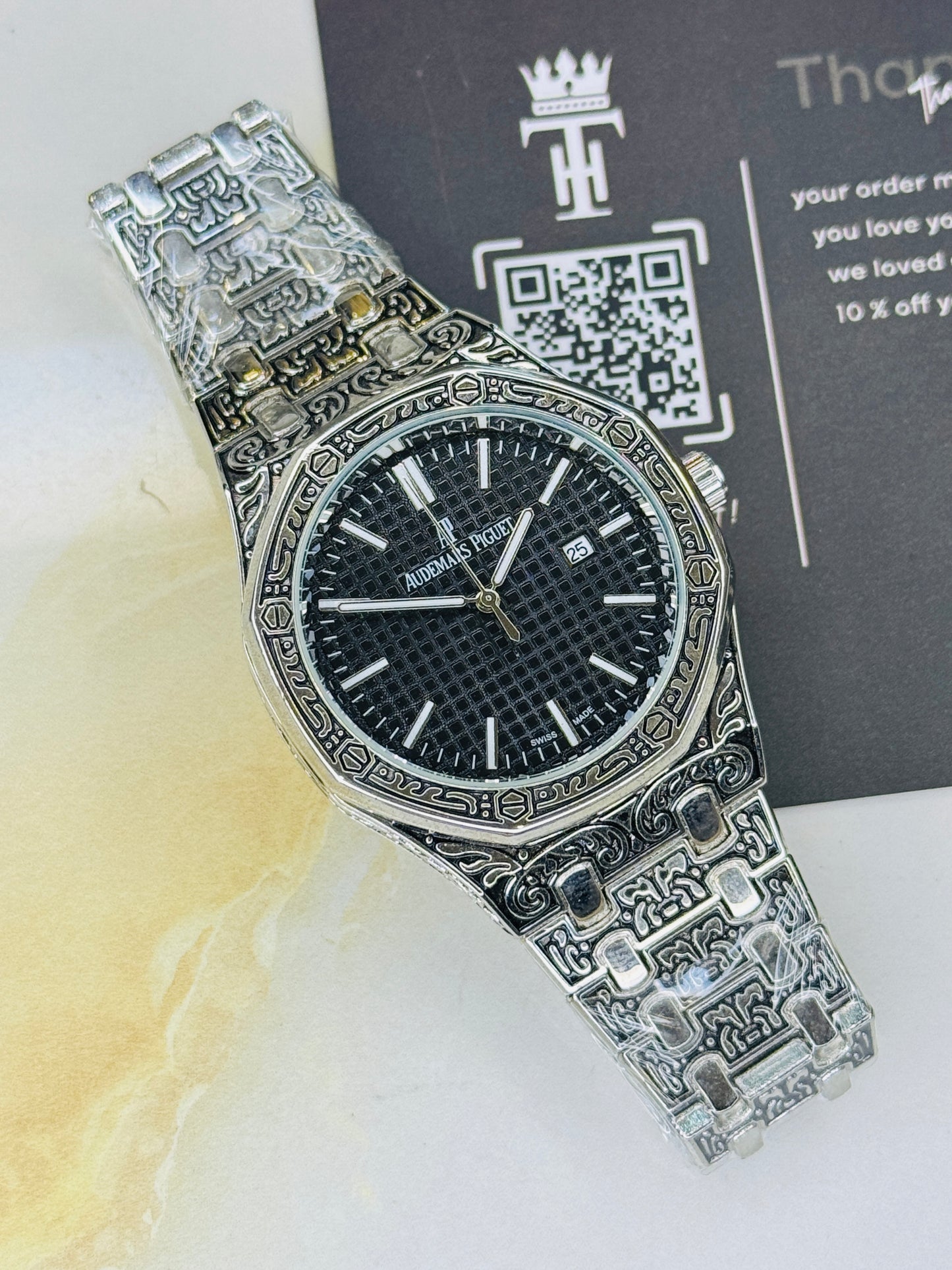 Calligraphic Silver Black AP Watch