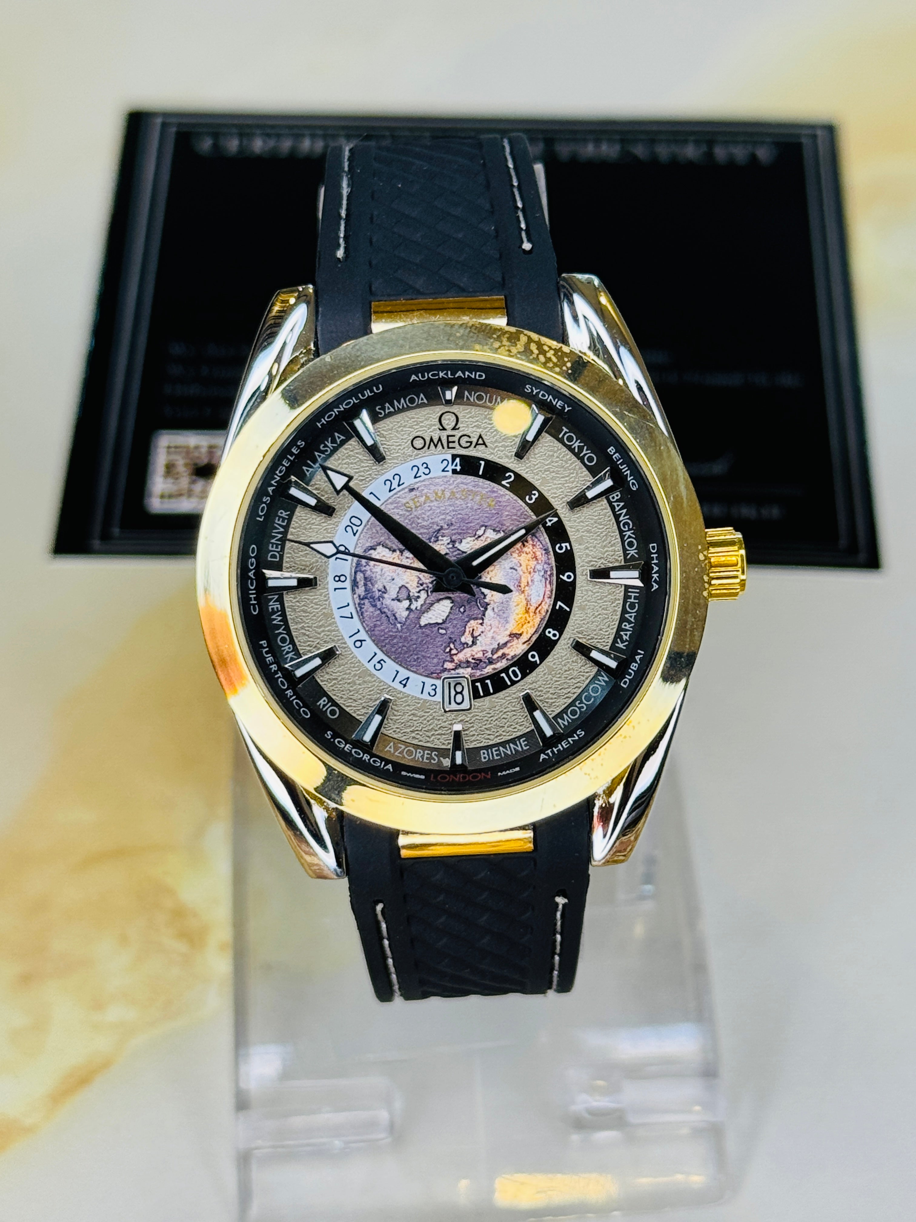 Black Two Tone Aqua Terra Omega Watch