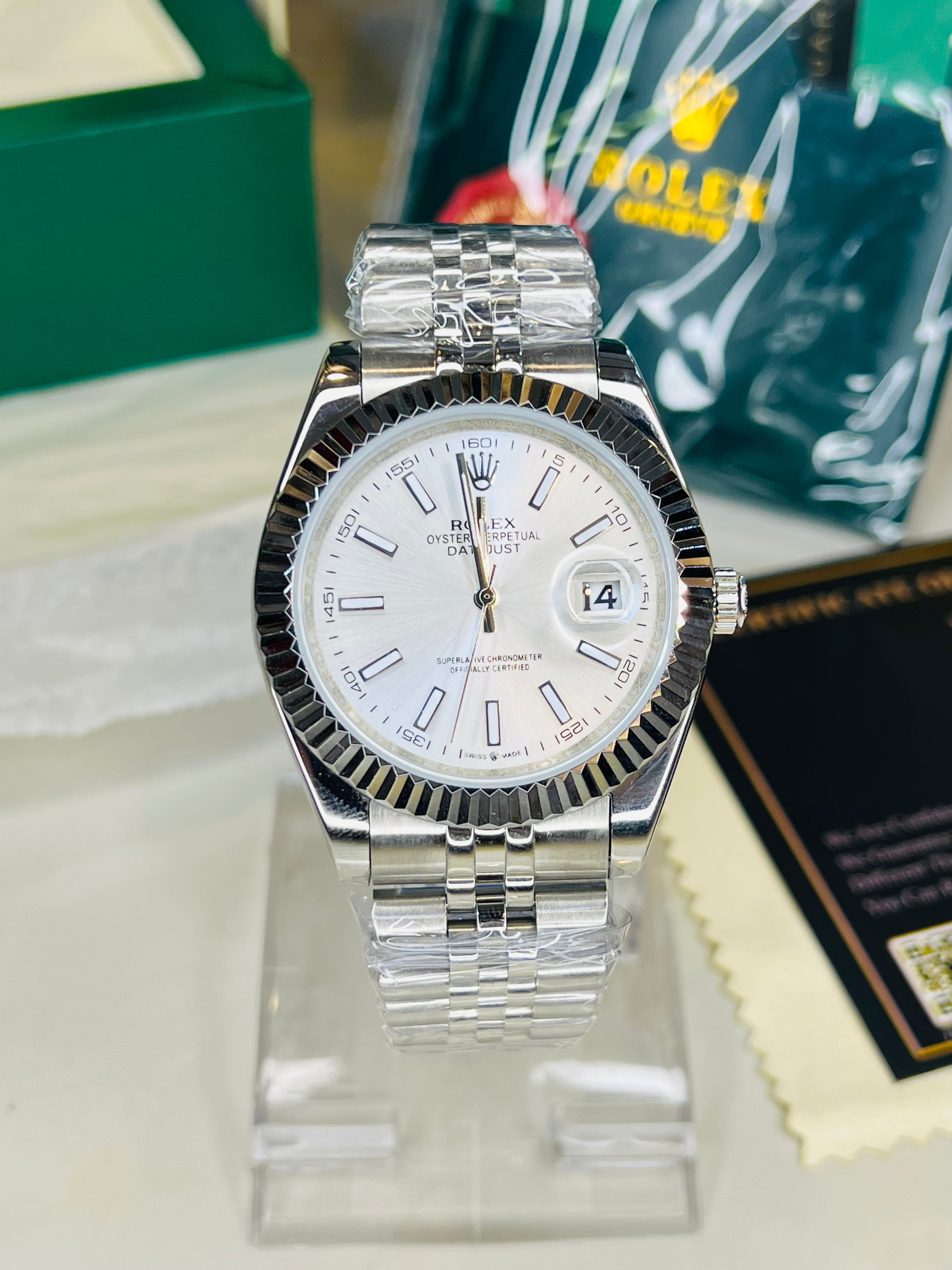 Date Just Silver White Dial Quartz Master Clone Watch