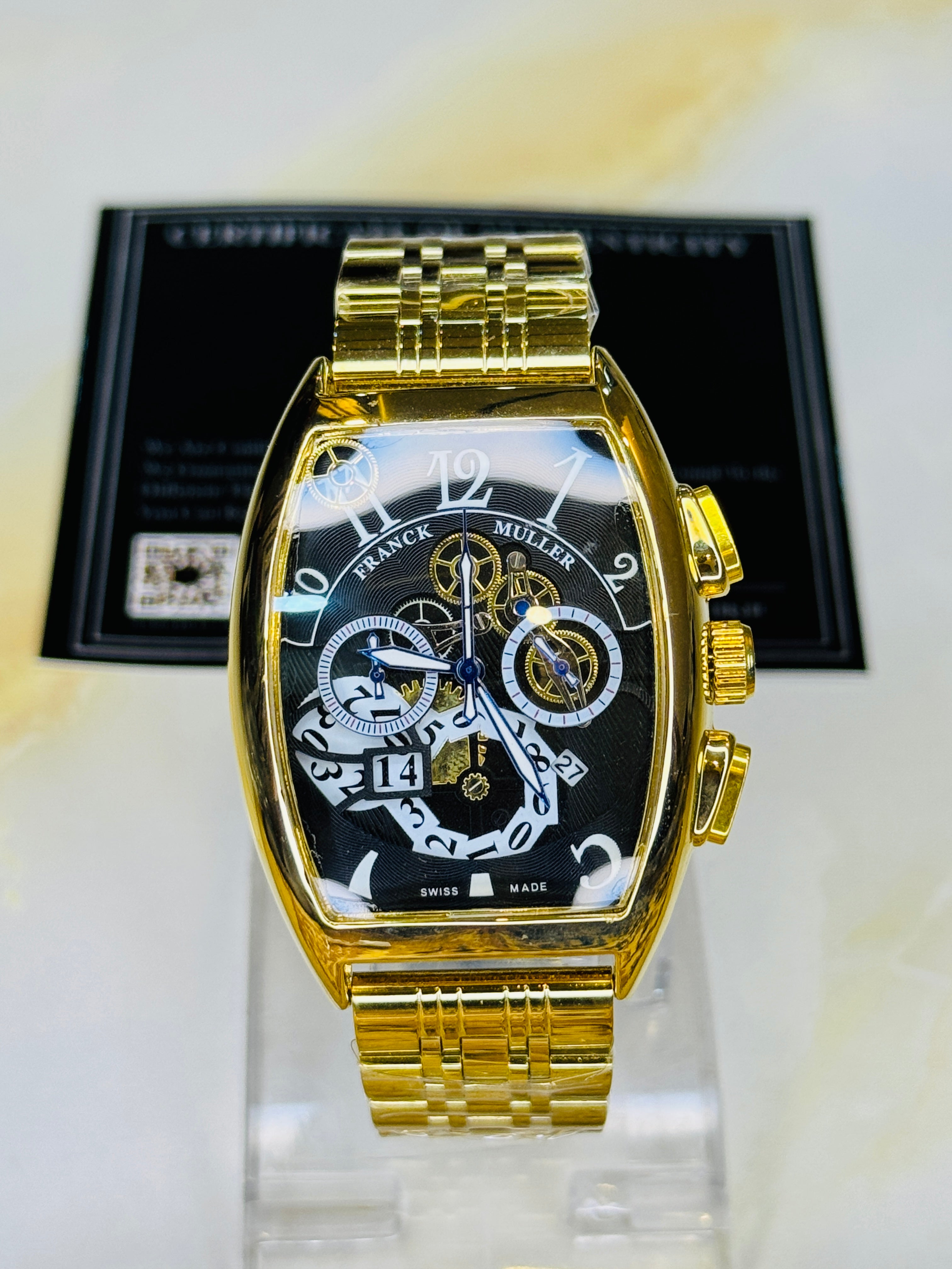 Chain Frank Muller Gold Black Chronograph Dial Watch