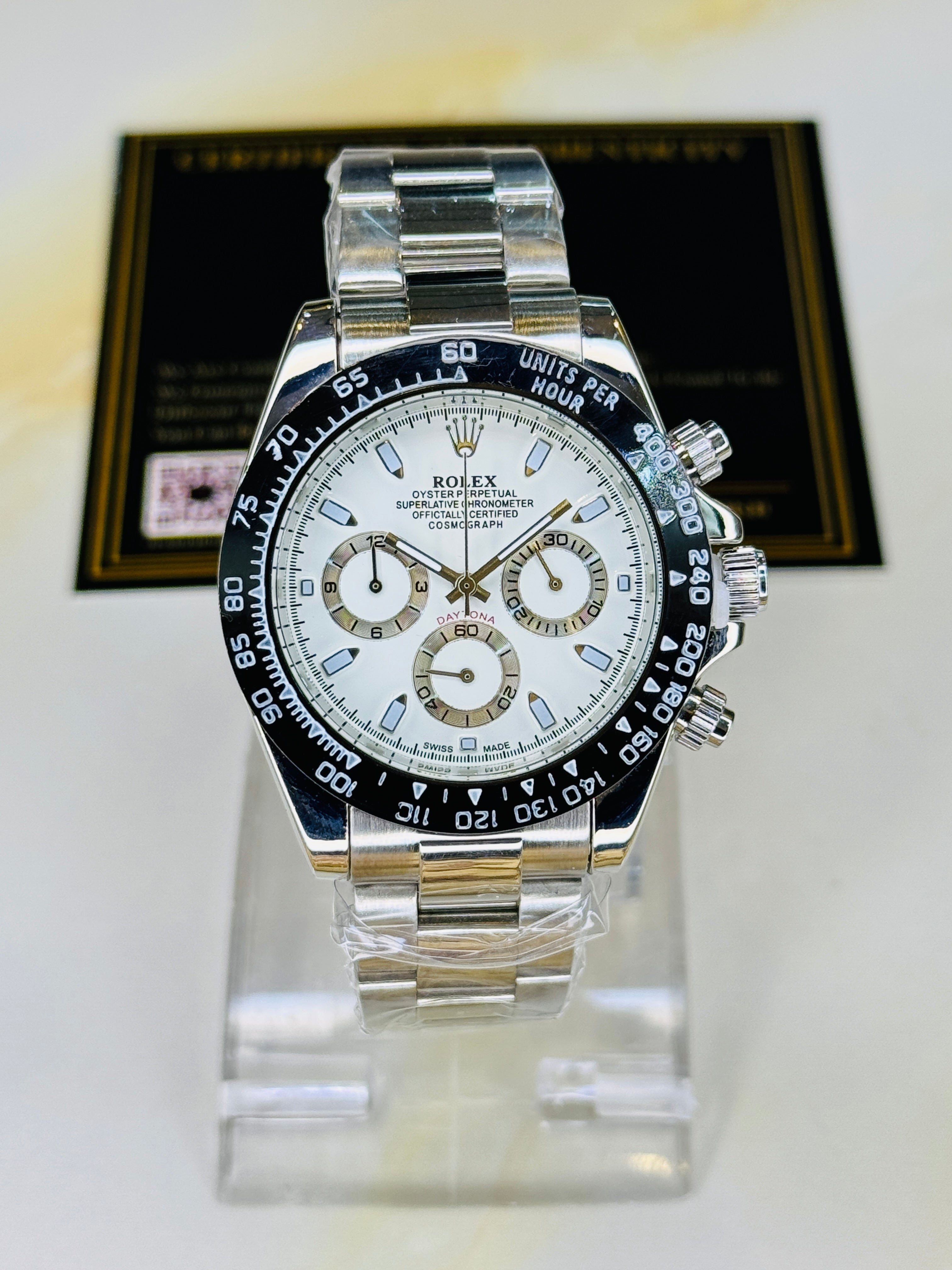 Silver White Daytona Chronograph Chain Strap Master Clone Watch