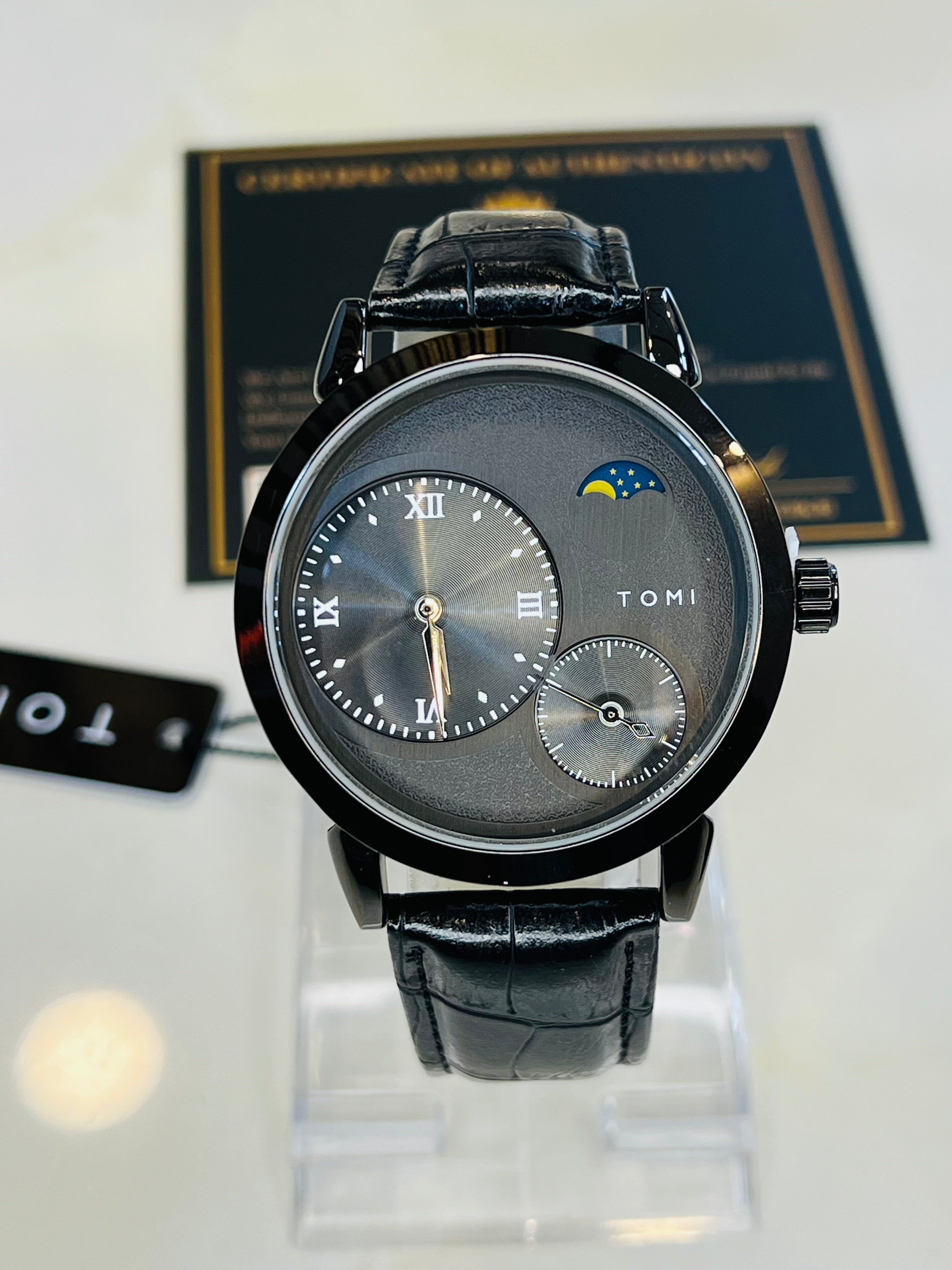 Tomi All Black Moon graph Dial Watch