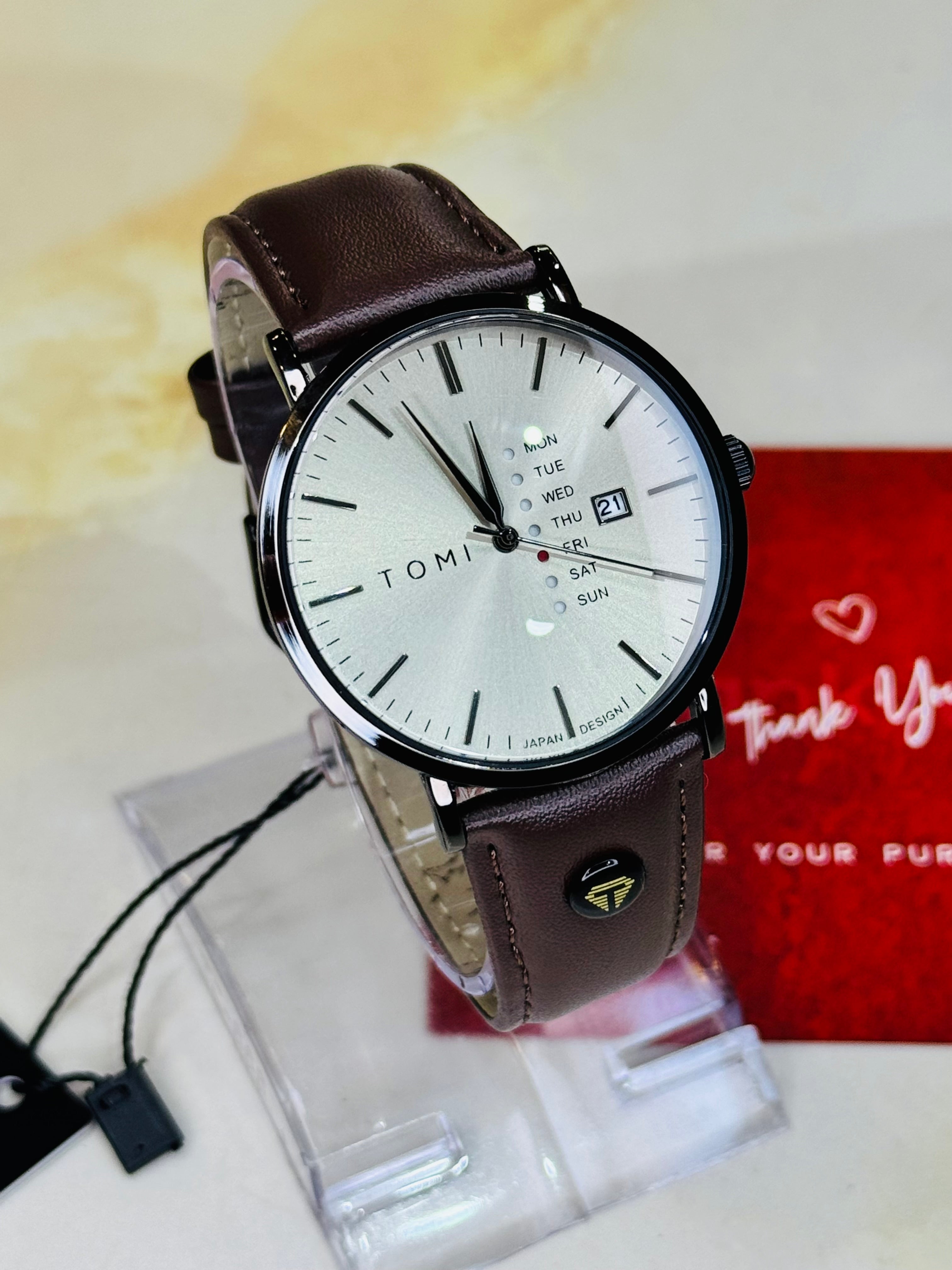 Tomi Mentor Coffee Black Day Date Watch