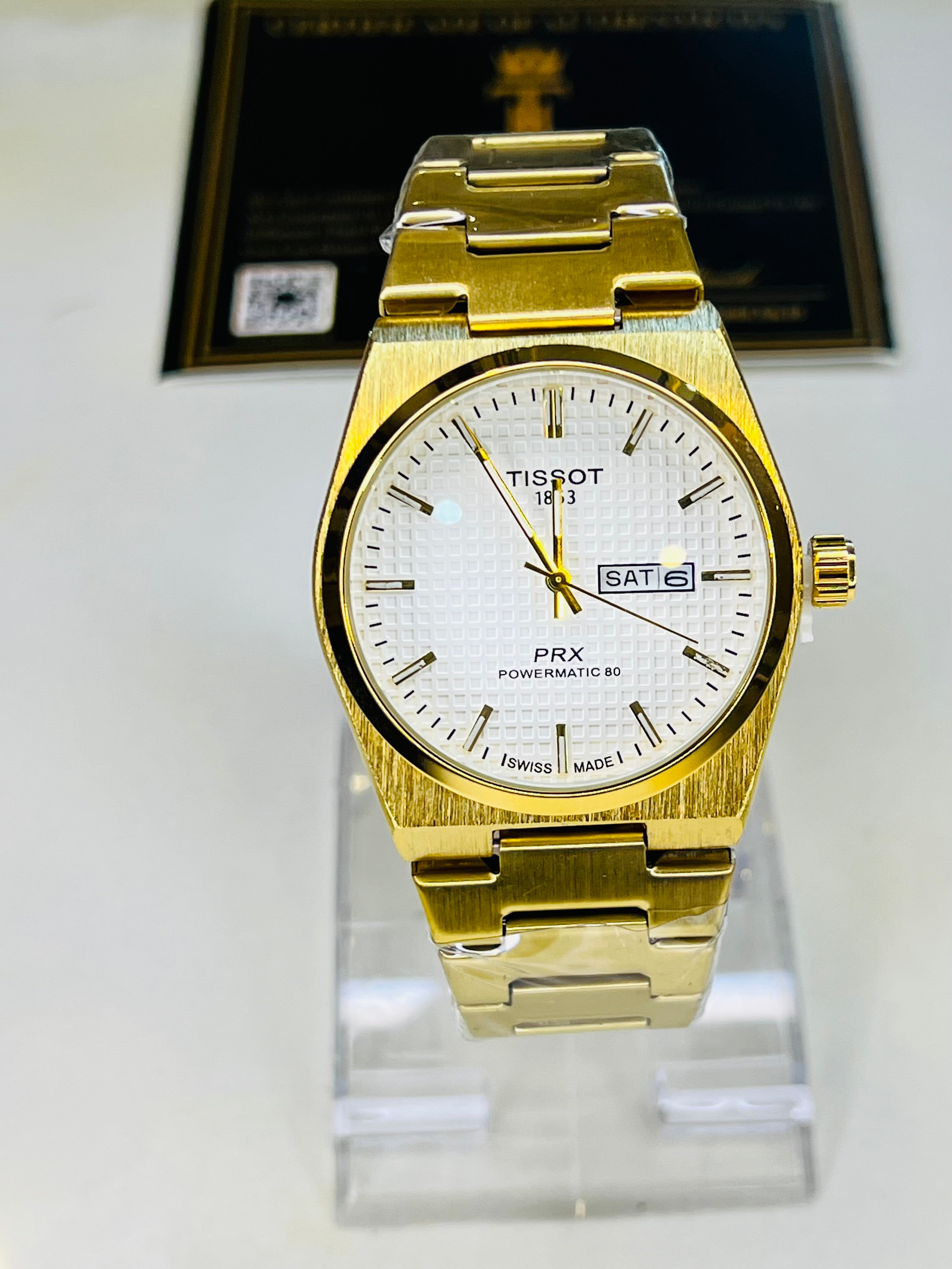 Tissot PRX Gold With White Textured Dial Watch