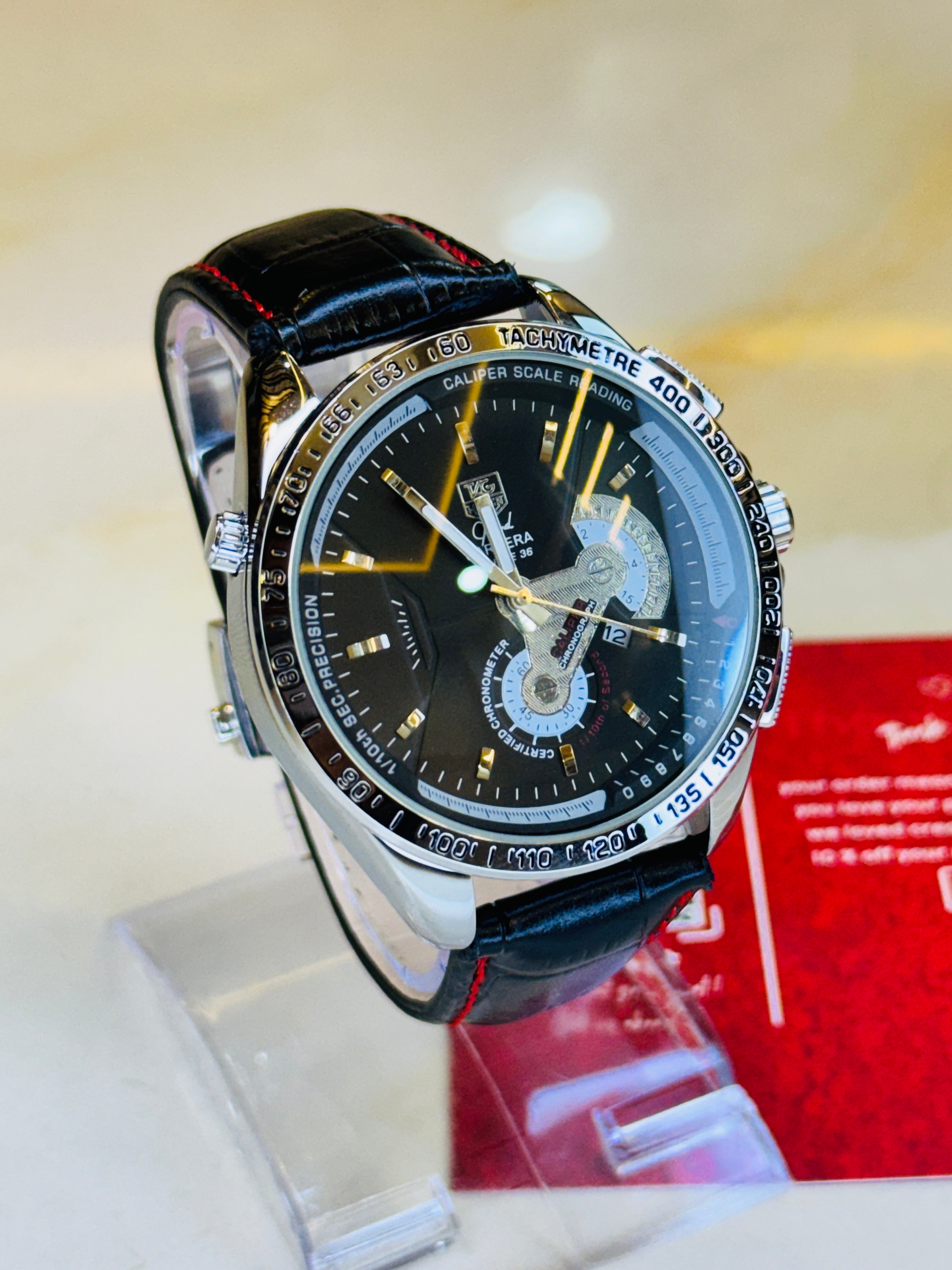 Brown White Grand Carrera Leather Watch