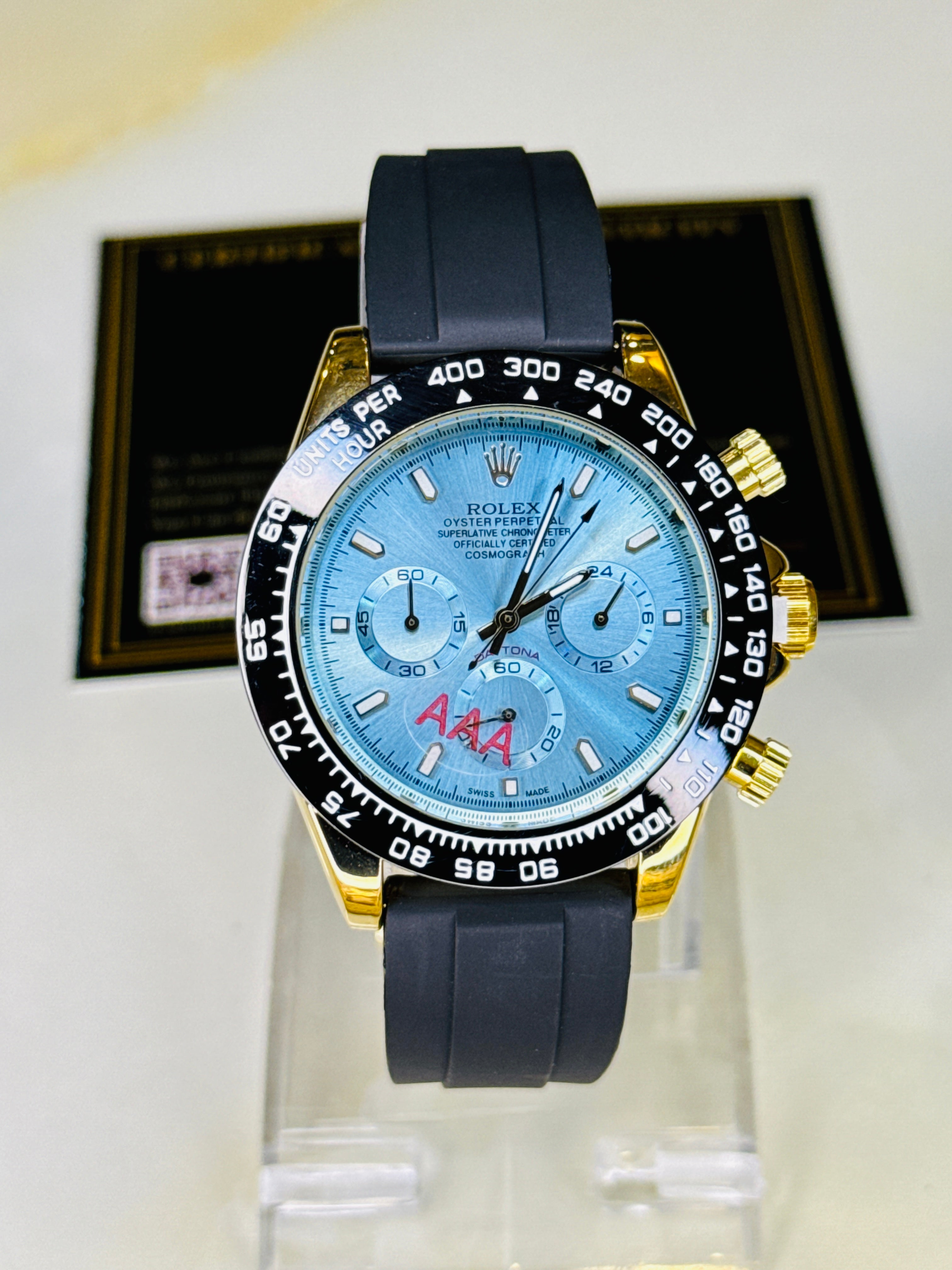 Gold Ice Blue Dial Daytona Chronographs Dial Watch
