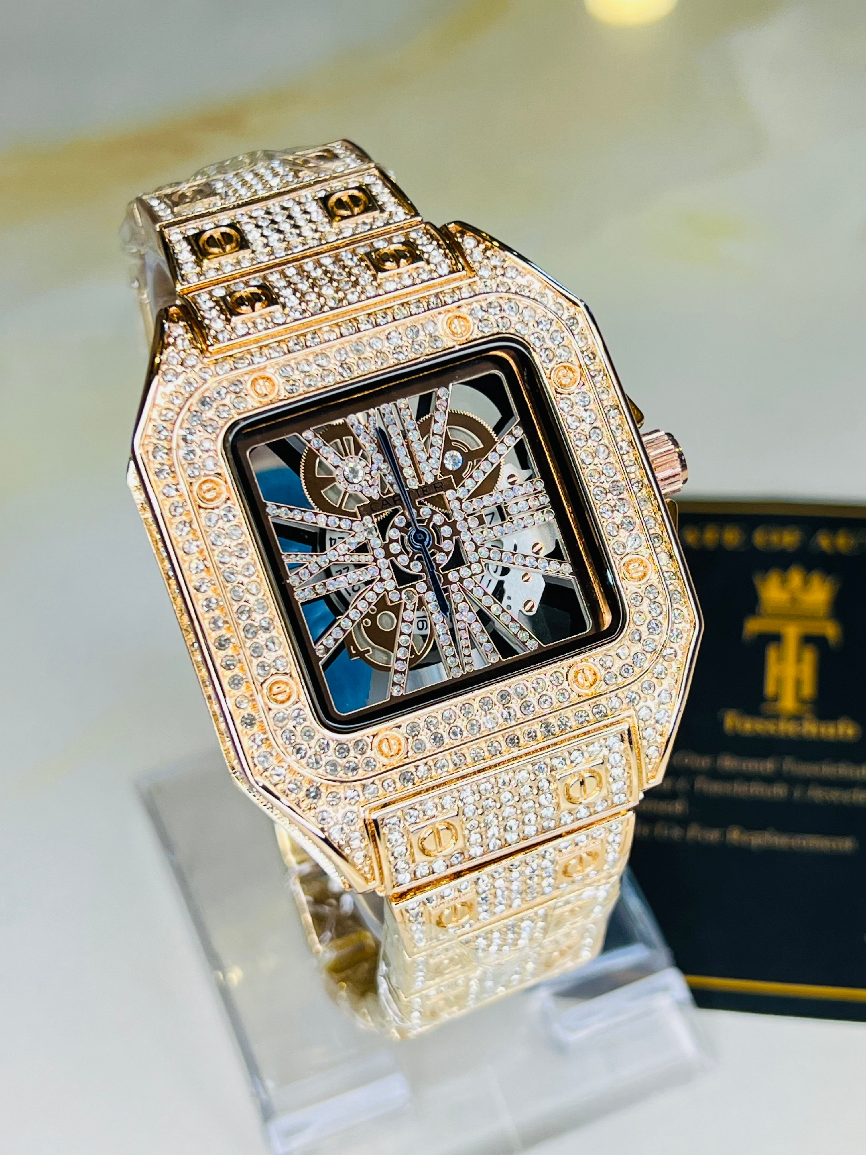 Cartier Skeleton Watch Iced Out Price Rose Gold Skeleton Iced Out