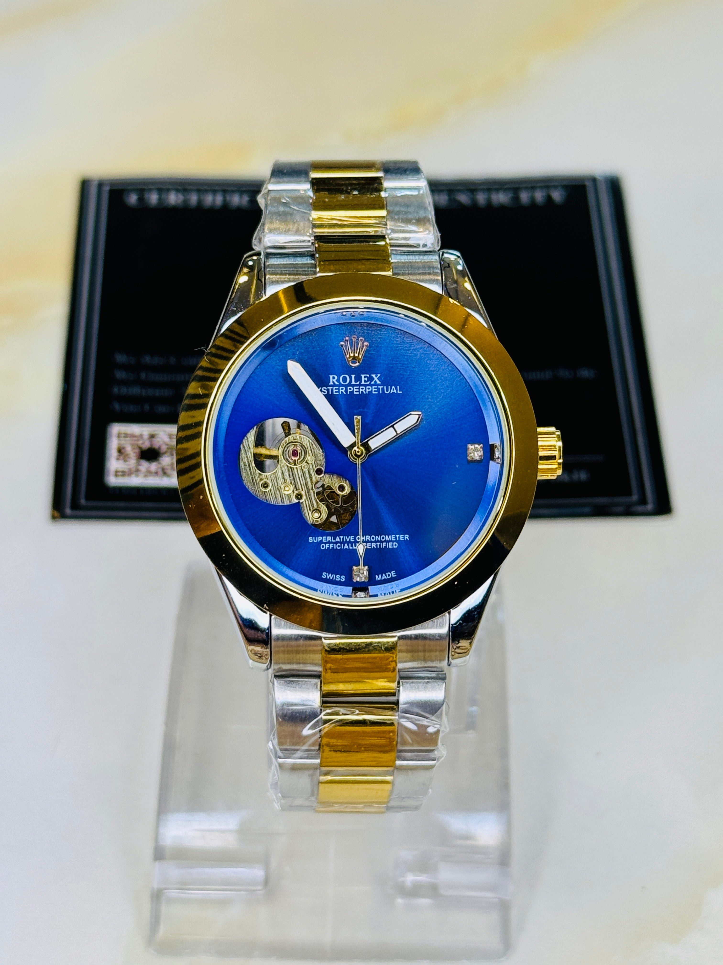 Two Tone Sapphire Hawk Eye Automatic Rolex Watch