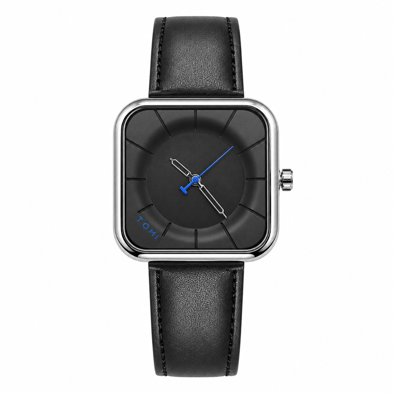 Tomi Black Silver Square Dial Watch