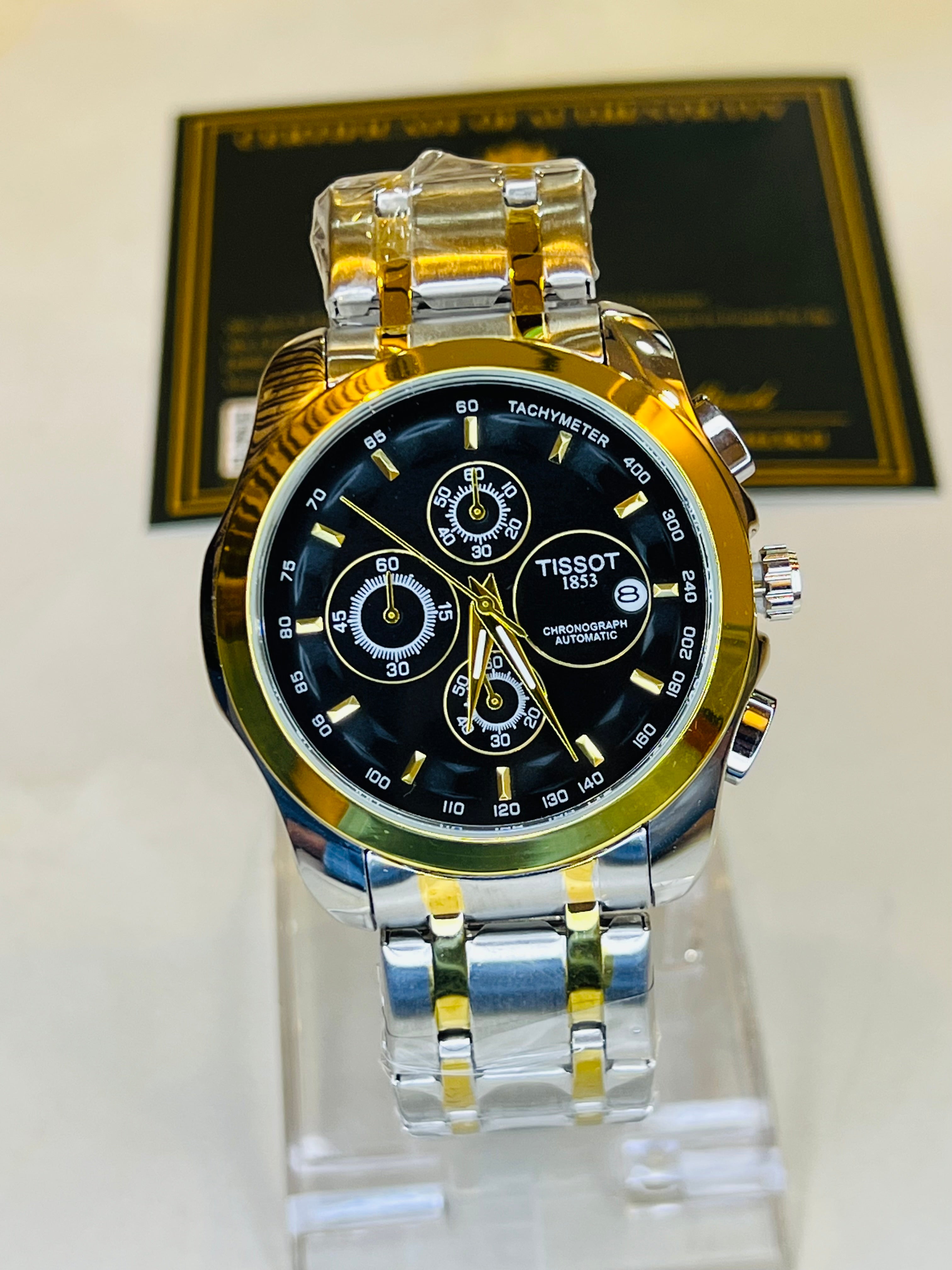 Two Tone Black 1853 Chain Strap Chronograph Watch