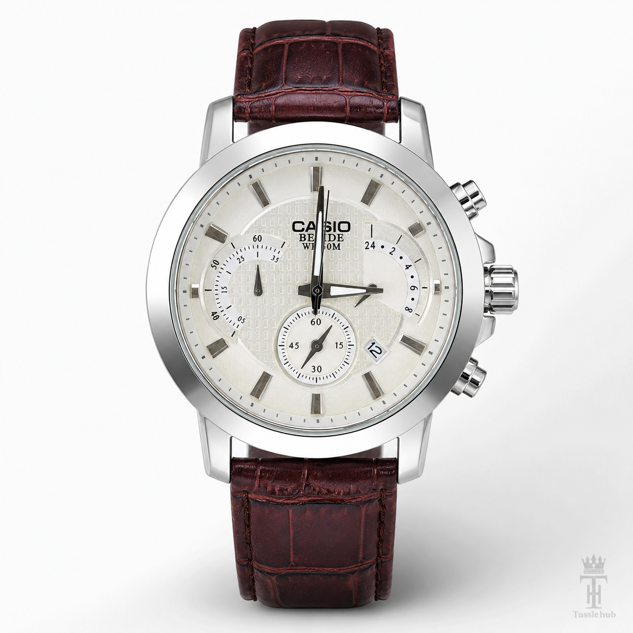 Brown Silver Beside Chronograph Watch