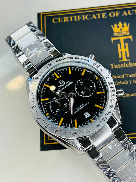 Sea Master Silver Black Chronograph Watch Quartz