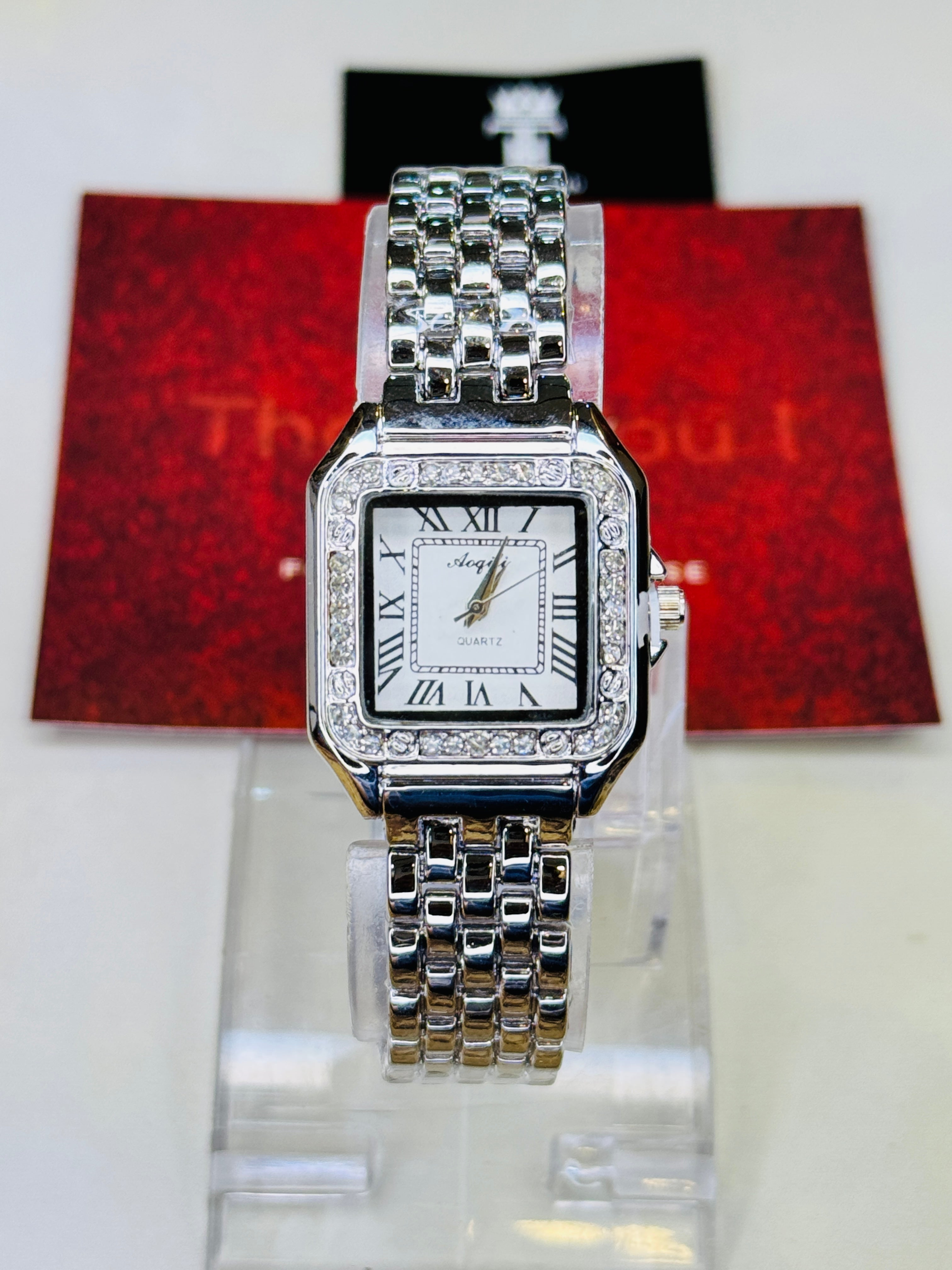 Silver White Zircon Santos Watch For Her