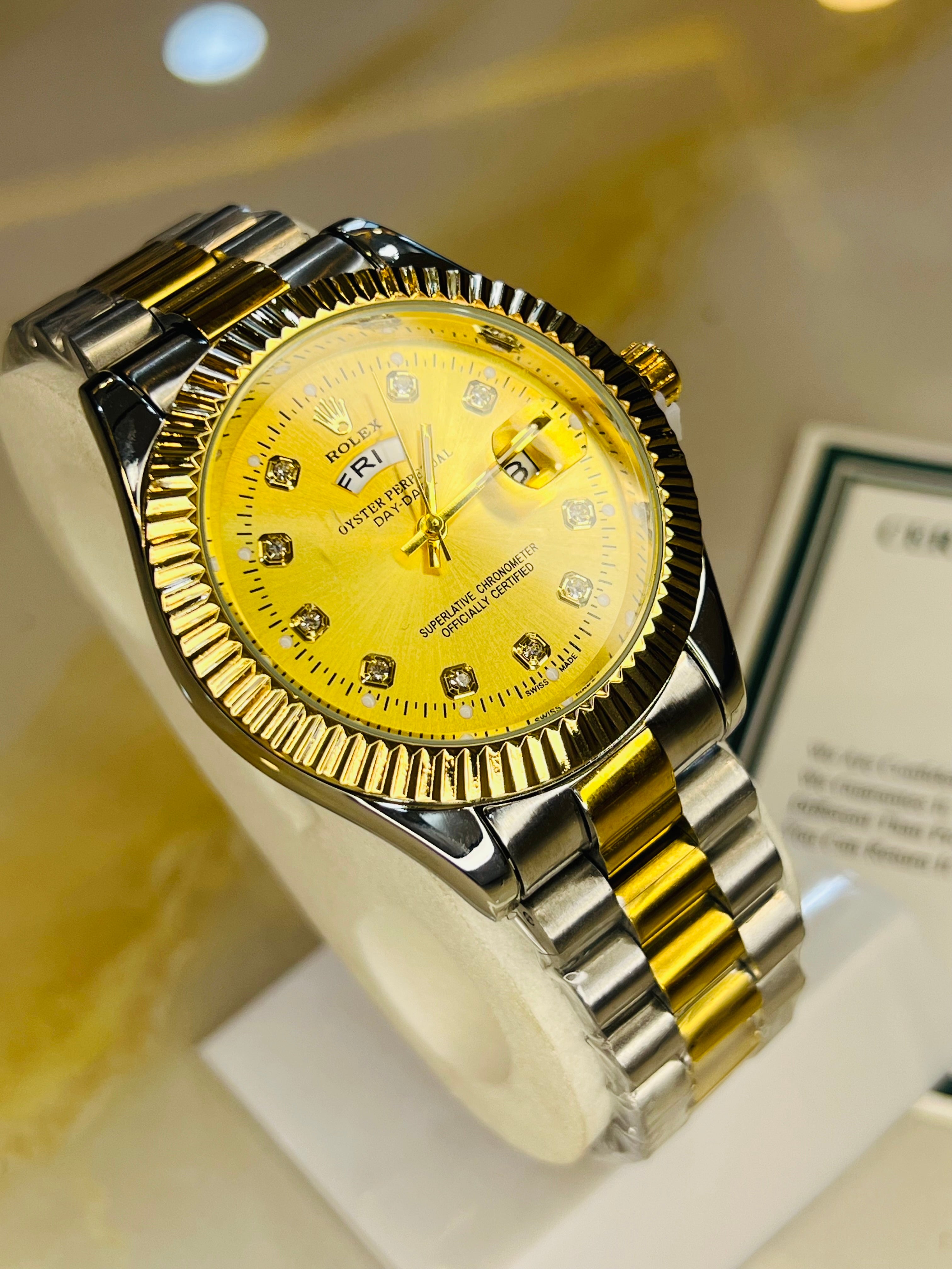 Premium Day Date Two Tone Gold Dial Watch