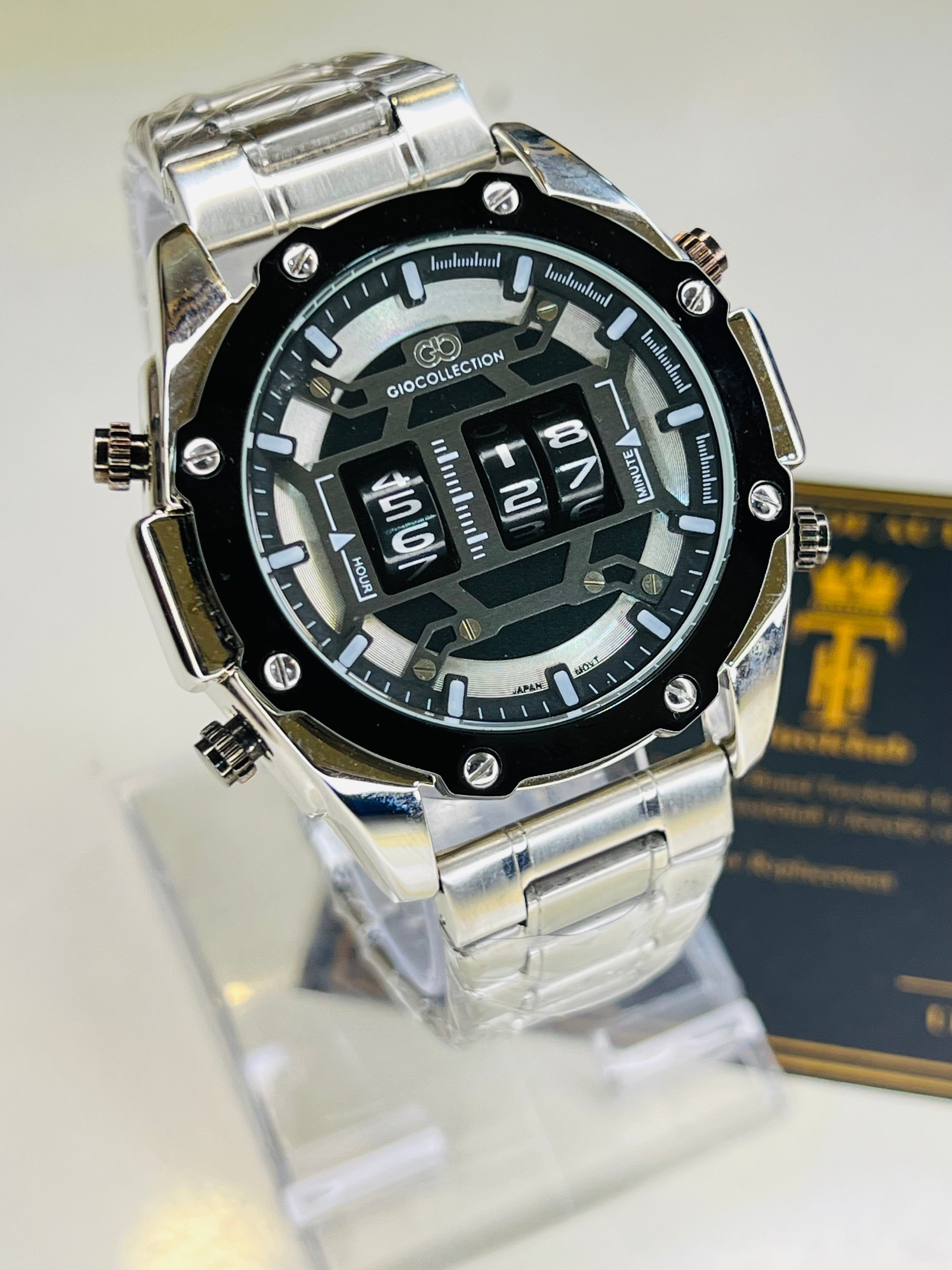 Silver Black Copper Counter Spinning Watch