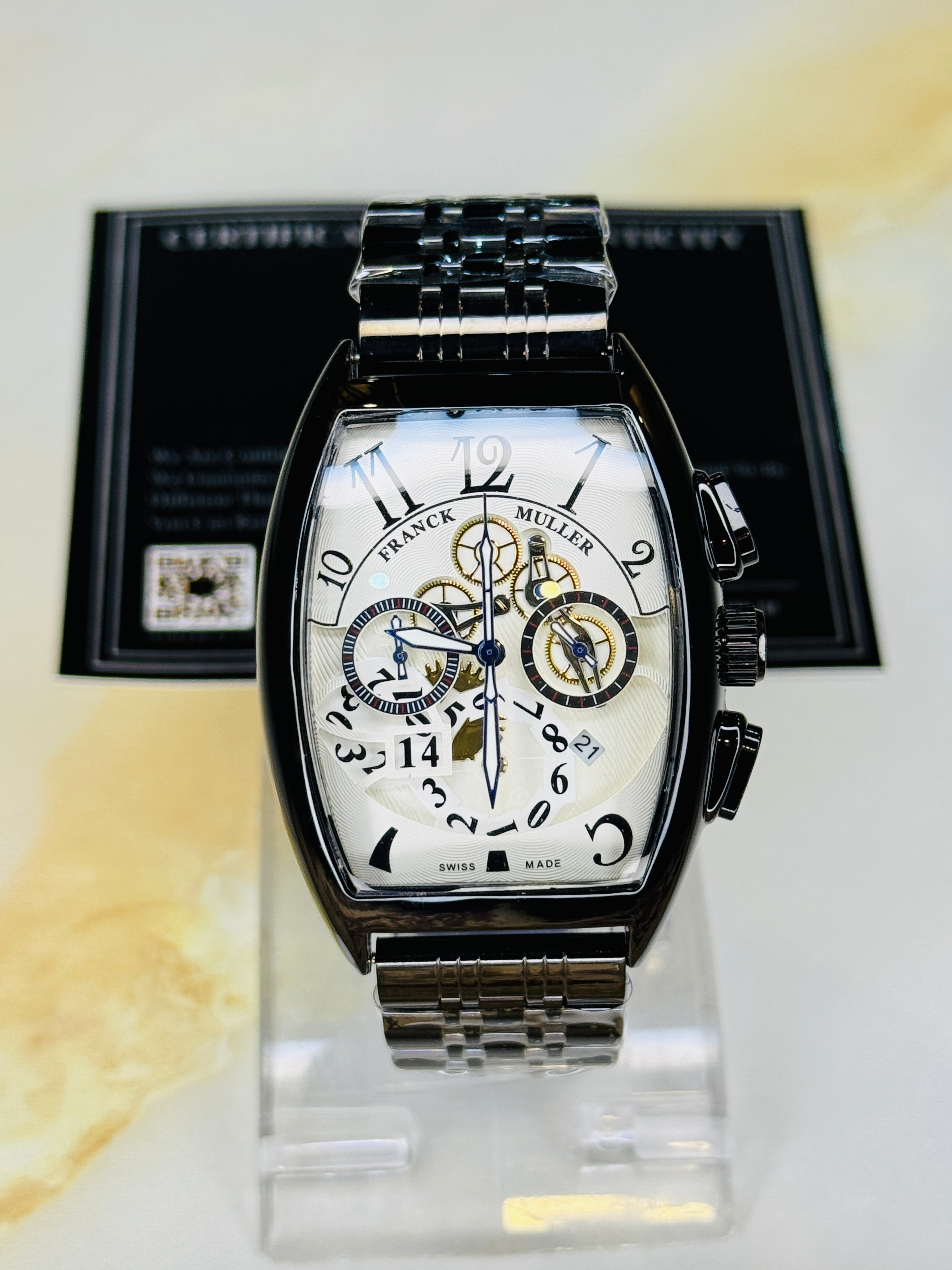 Chain Frank Muller Black White Chronograph Dial Watch