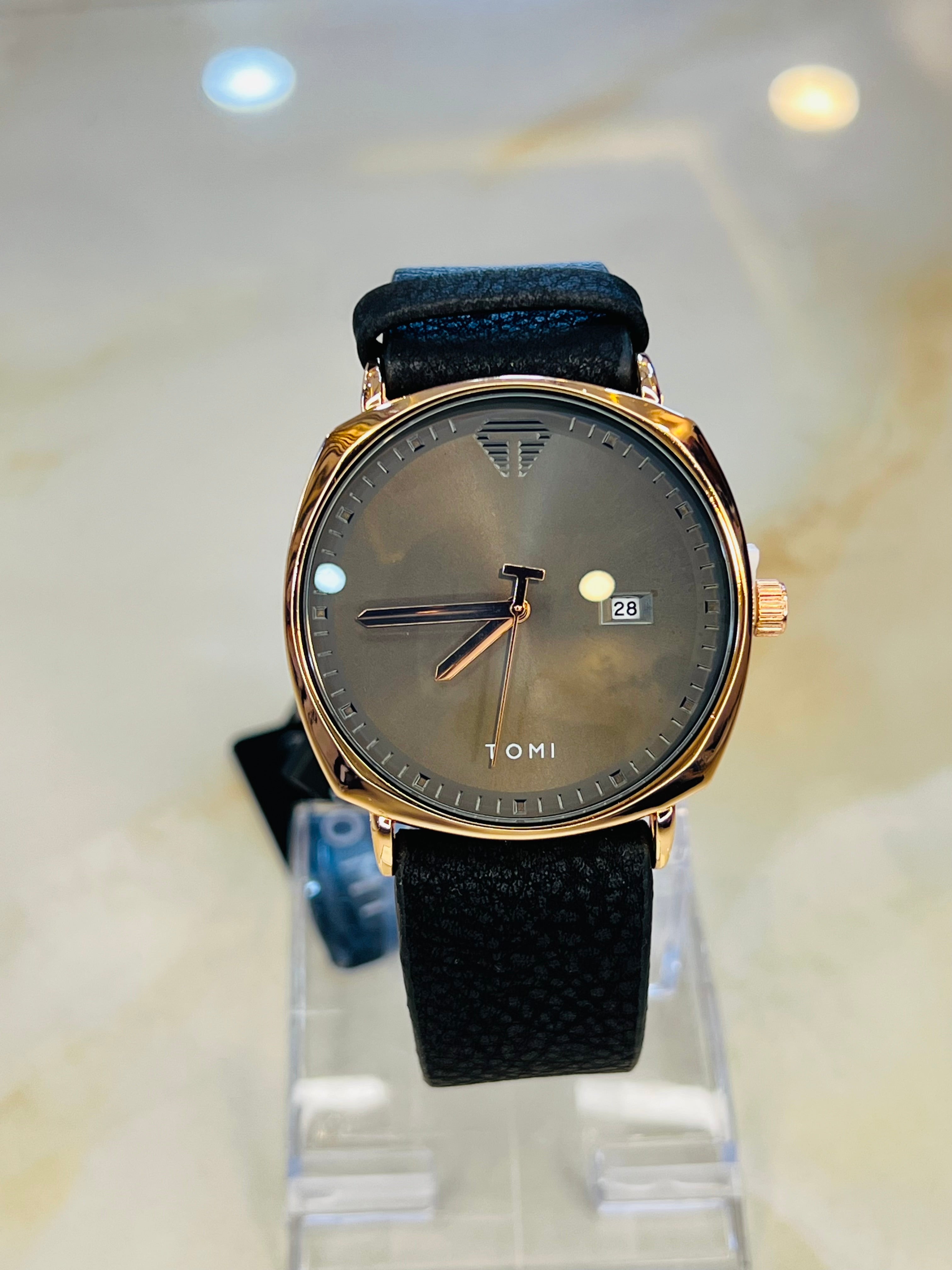 Tomi Black Gold Sleek Dial Watch