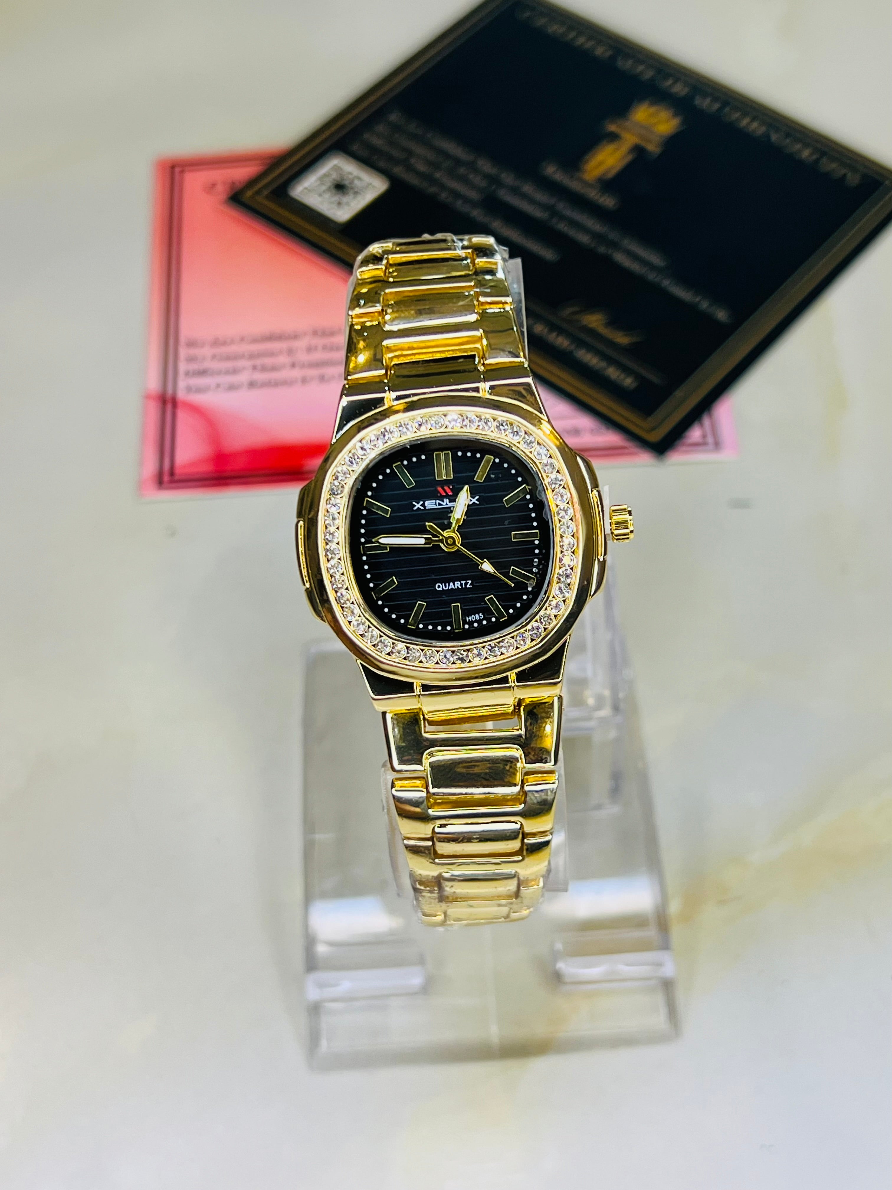 Xenlex Nautilus Gold Zircon Watch For Her