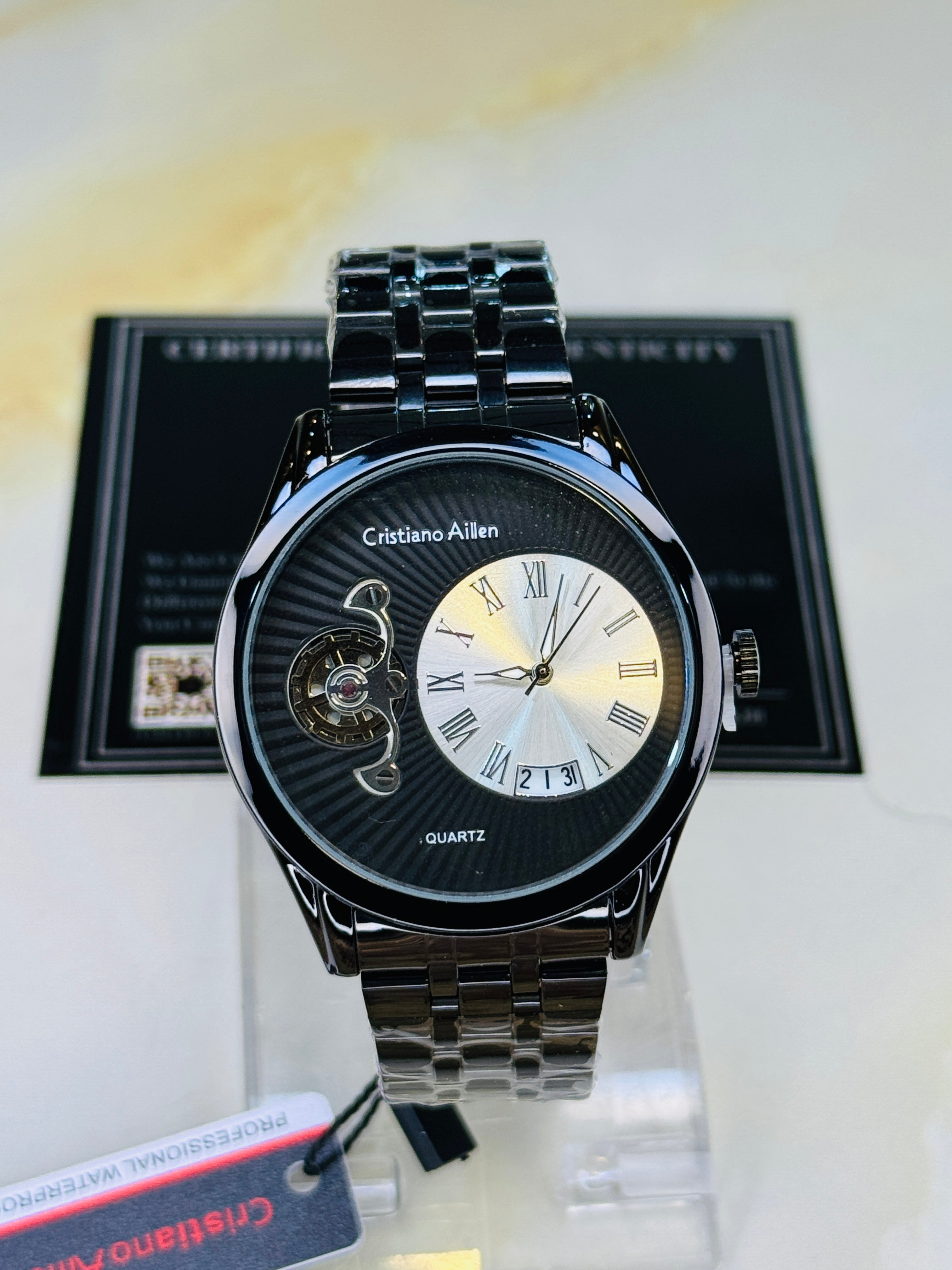 All Black Cristiano Aillen Spiral Gear Dial Watch