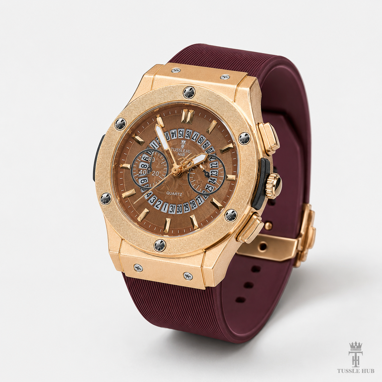 Coffee Gold Hologram Hublot Silicone Strap Watch