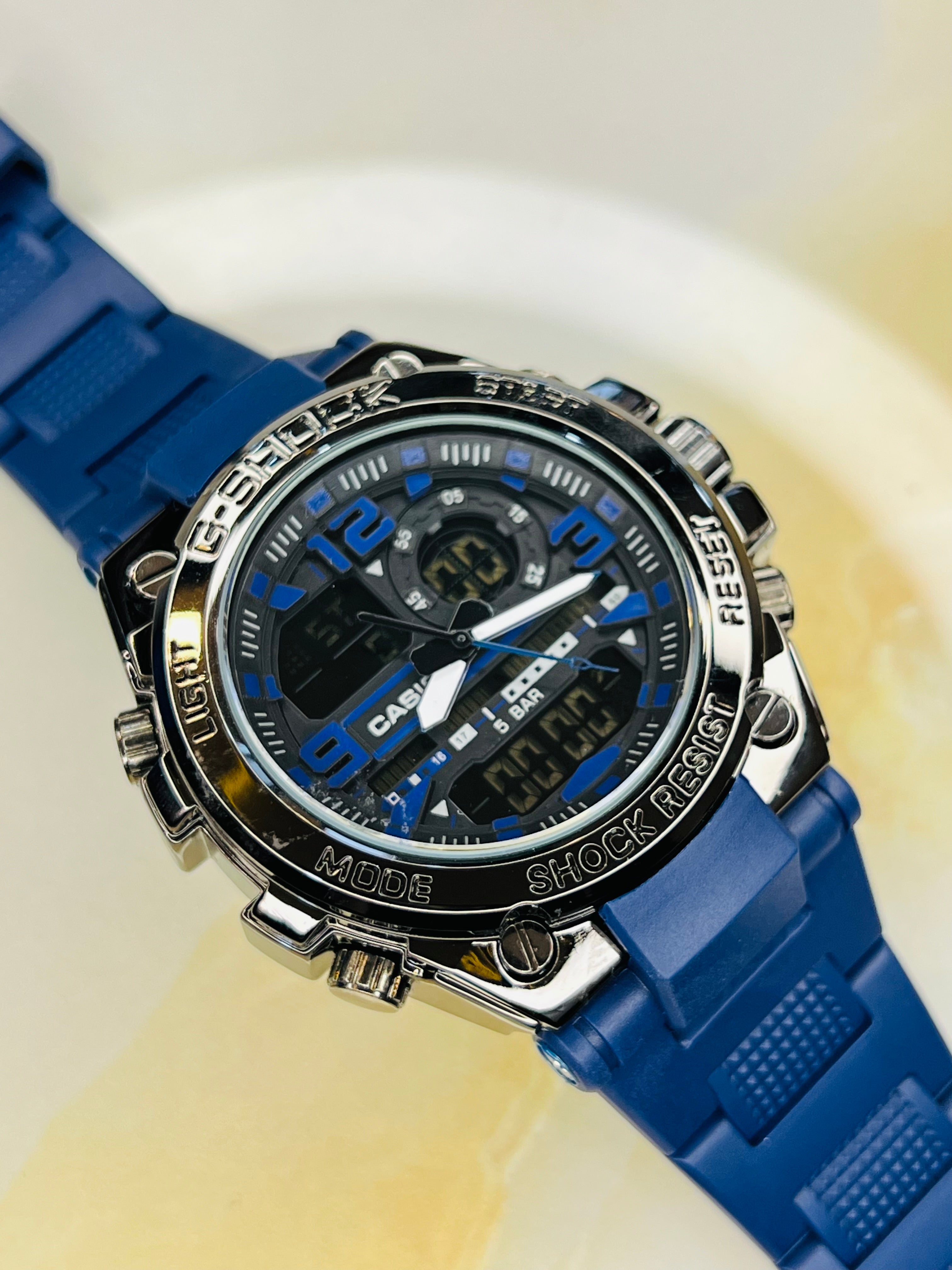 Navy Strap Digital Metal Body Sports Watch