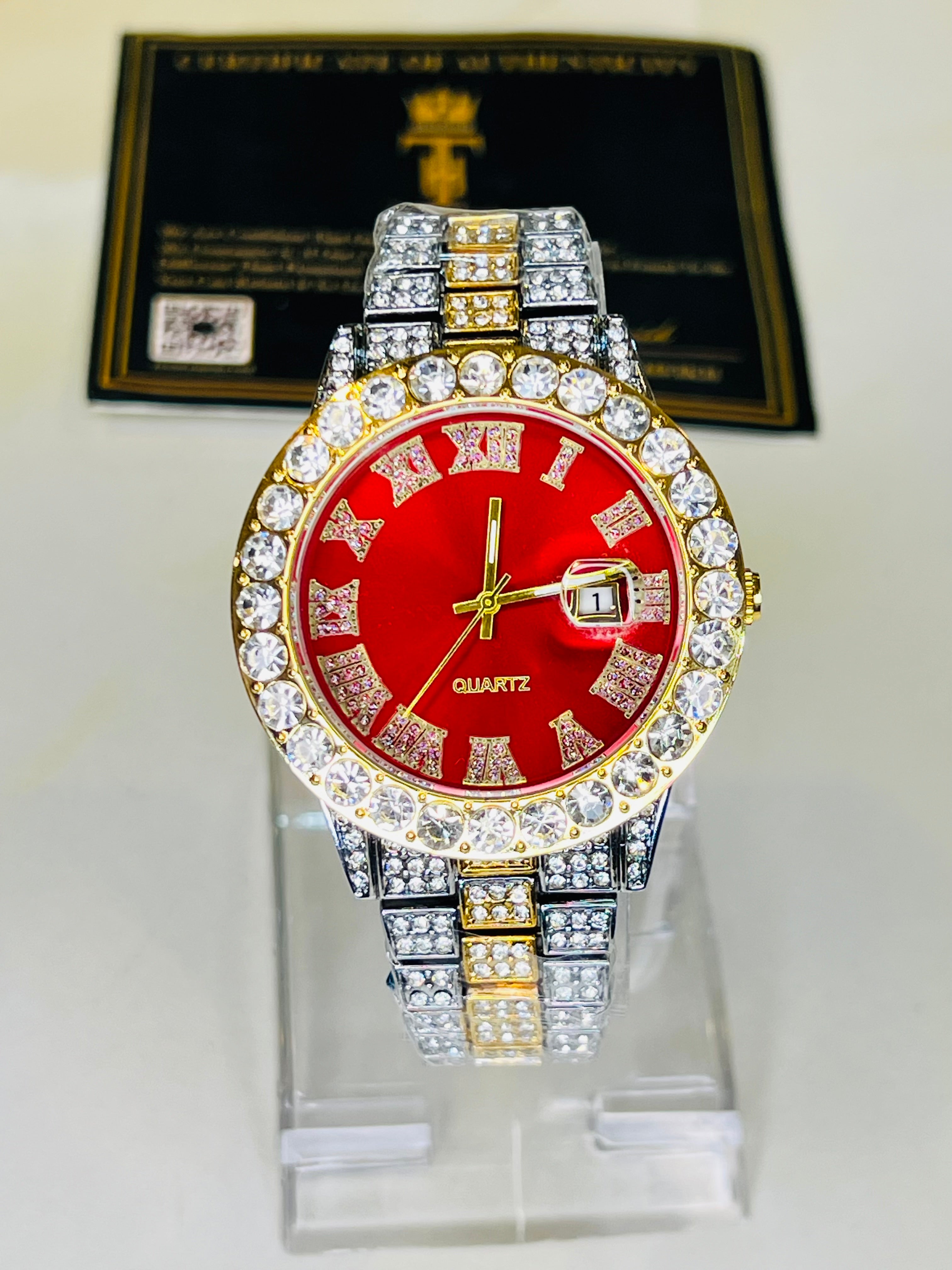 Two Tone Blood Unisex Iced Out Watch