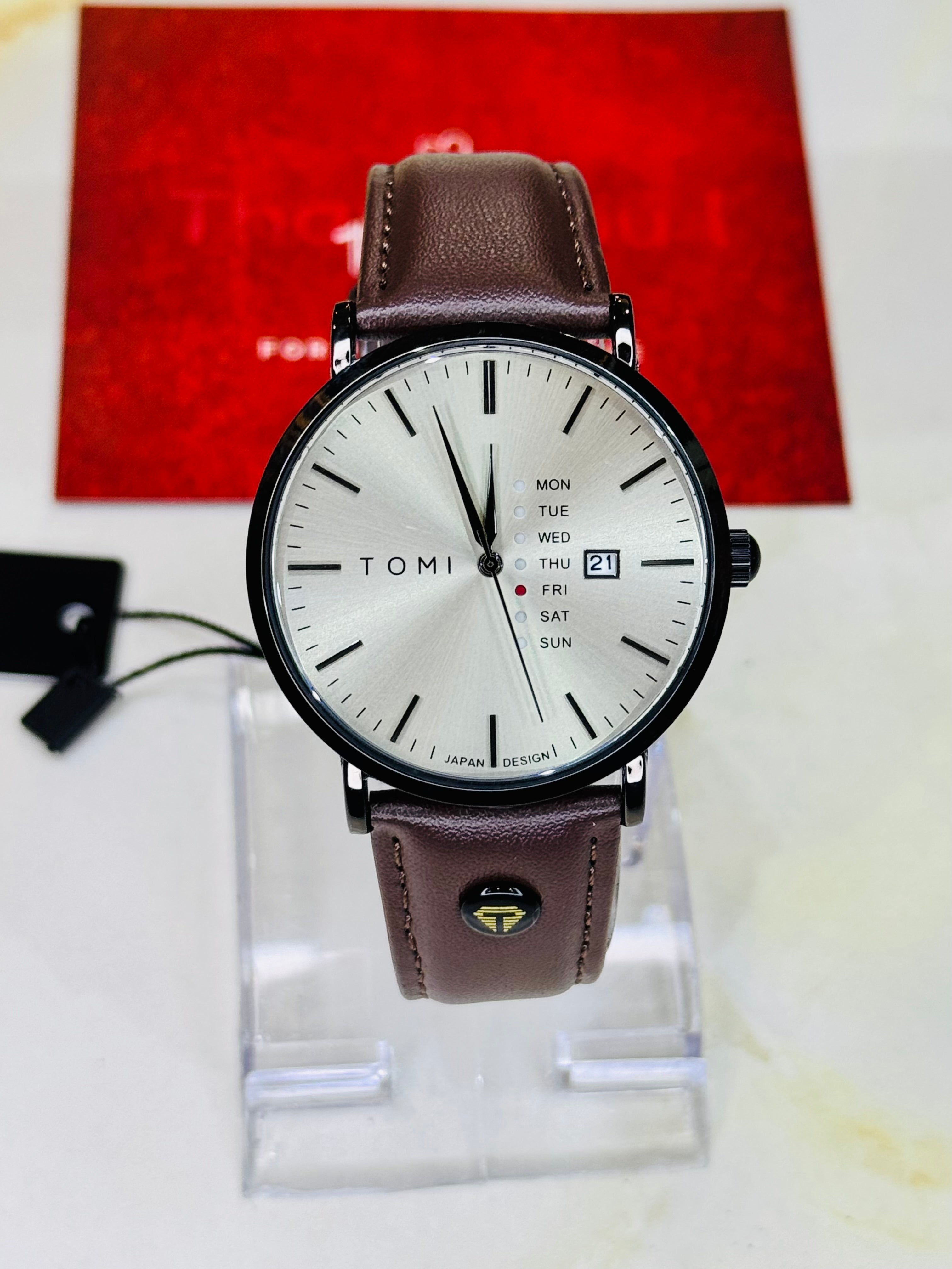 Tomi Mentor Coffee Black Day Date Watch