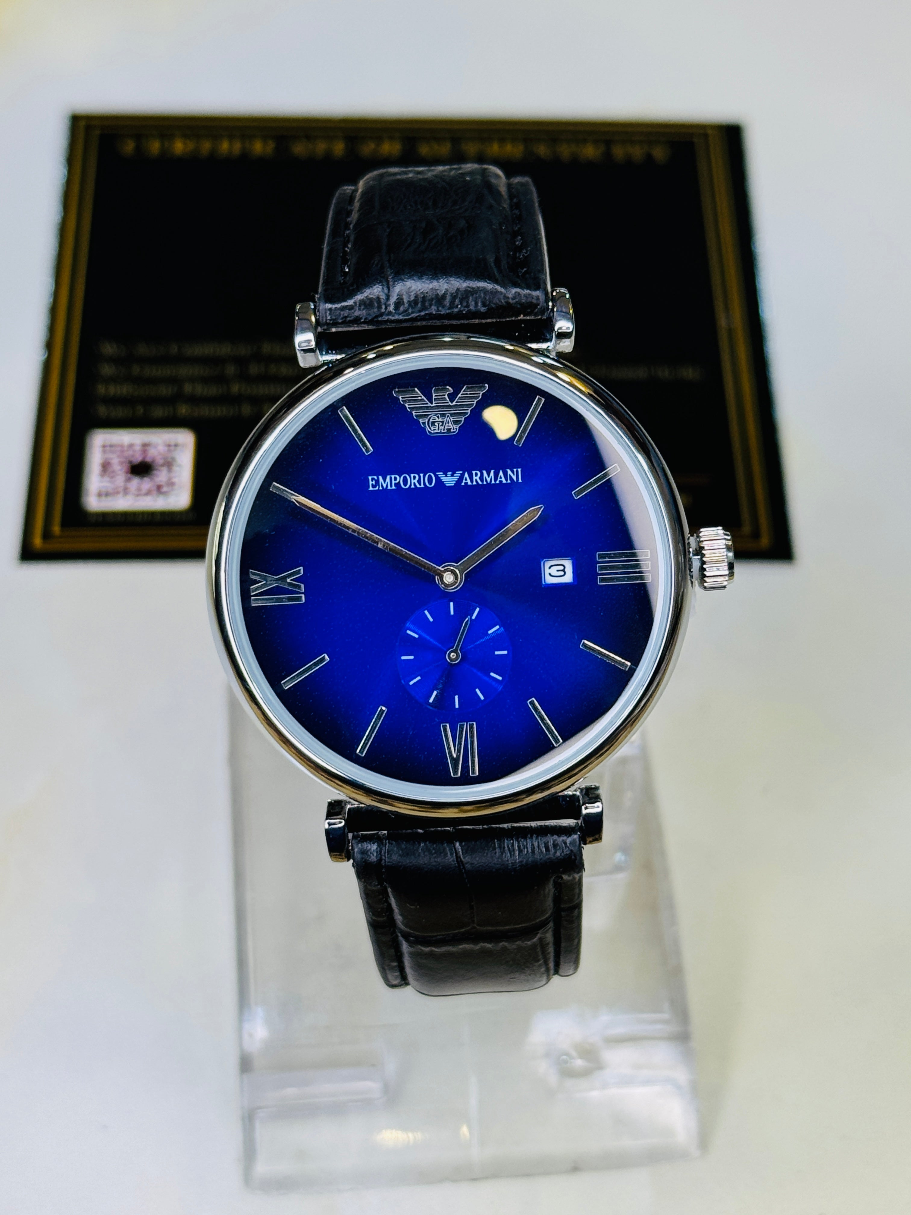 Black Sapphire Emporio Down Second Watch