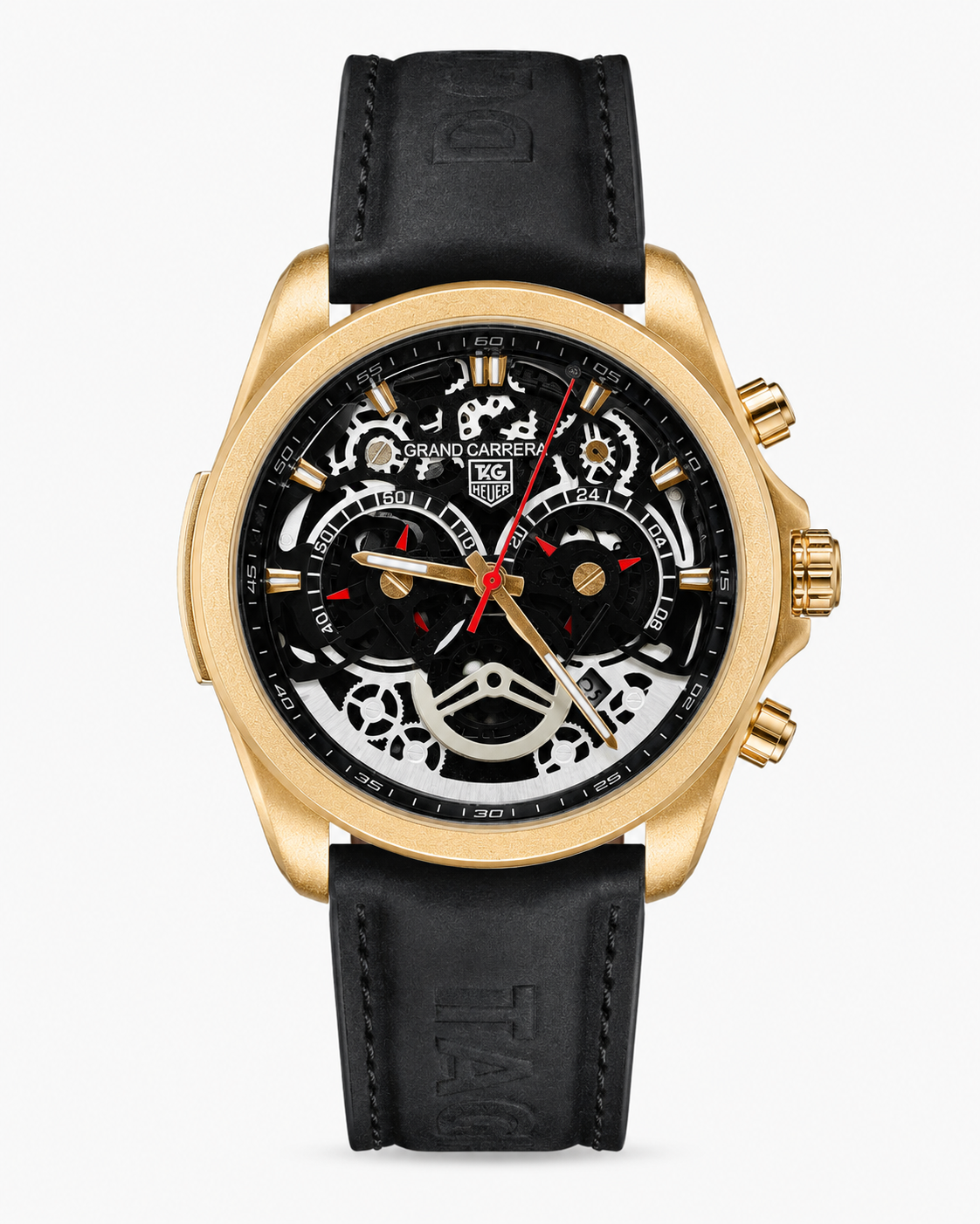 Black Copper CR7 Tag Heur Chronographs Leather Watch