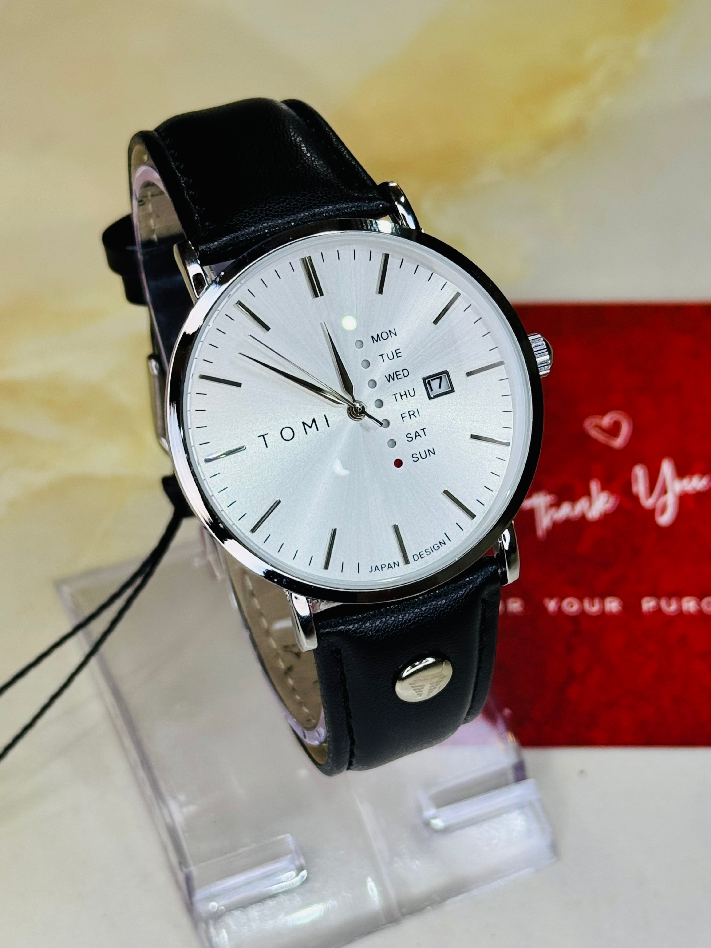 Tomi Mentor Black White Day Date Watch