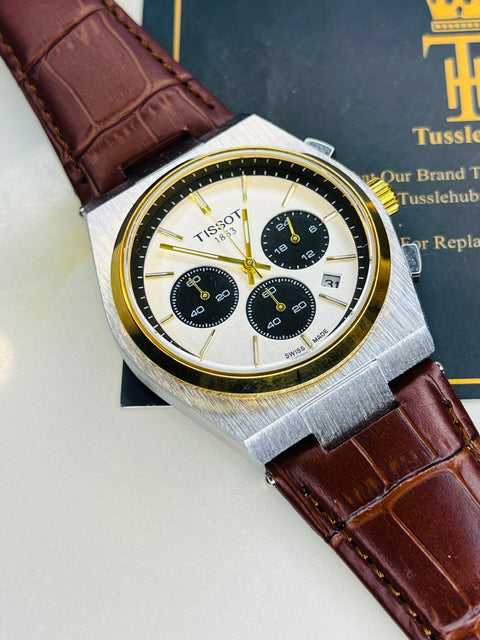 Leather Strapped Tissot PRX 1853 Chronograph Watch