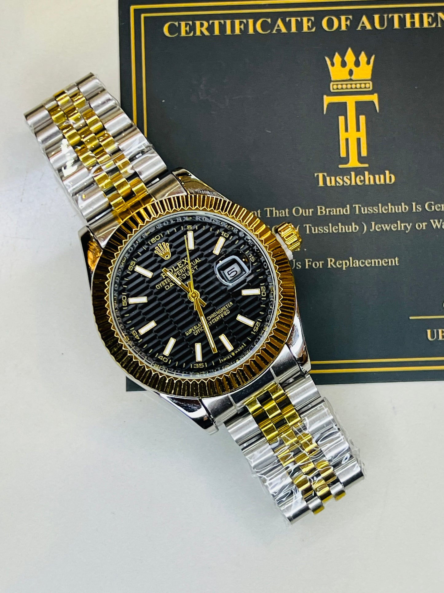 Premium Two Tone Black Date Just Watch