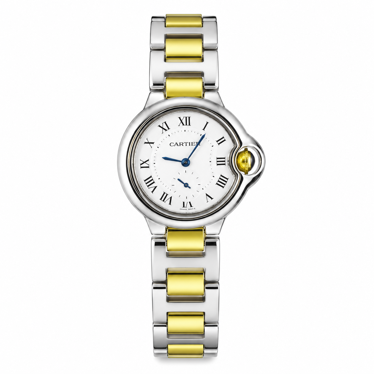 Cartier Silver Gold White Down Second Dial Watch For Her
