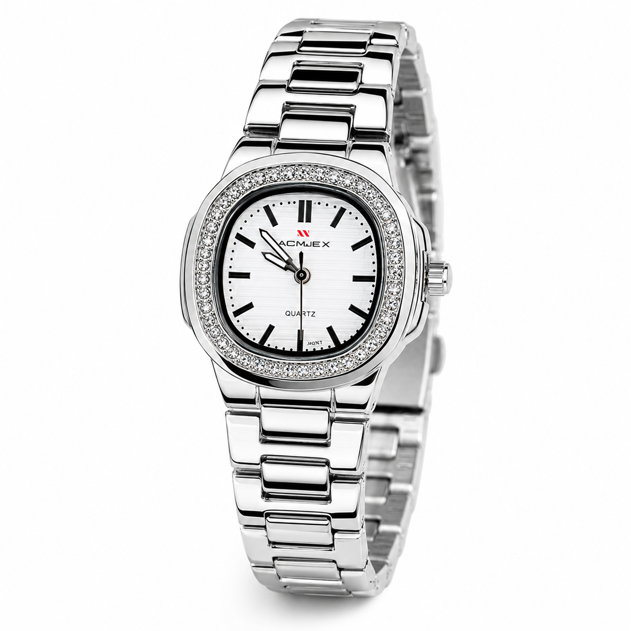 Xenlex Nautilus Silver Zircon Watch For Her